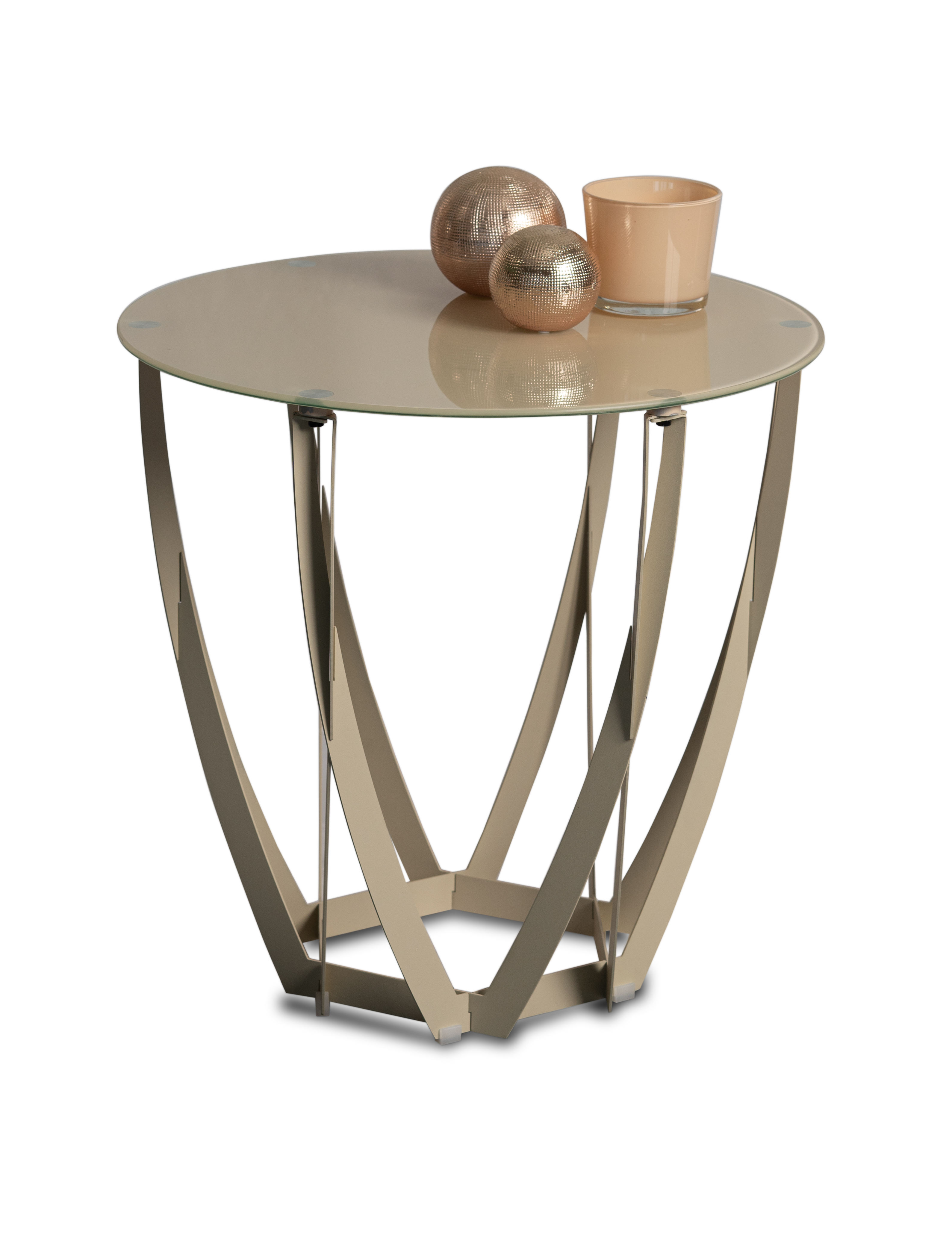 Beistelltisch, rund, 50 cm, Glas cremeweiß - Marinus