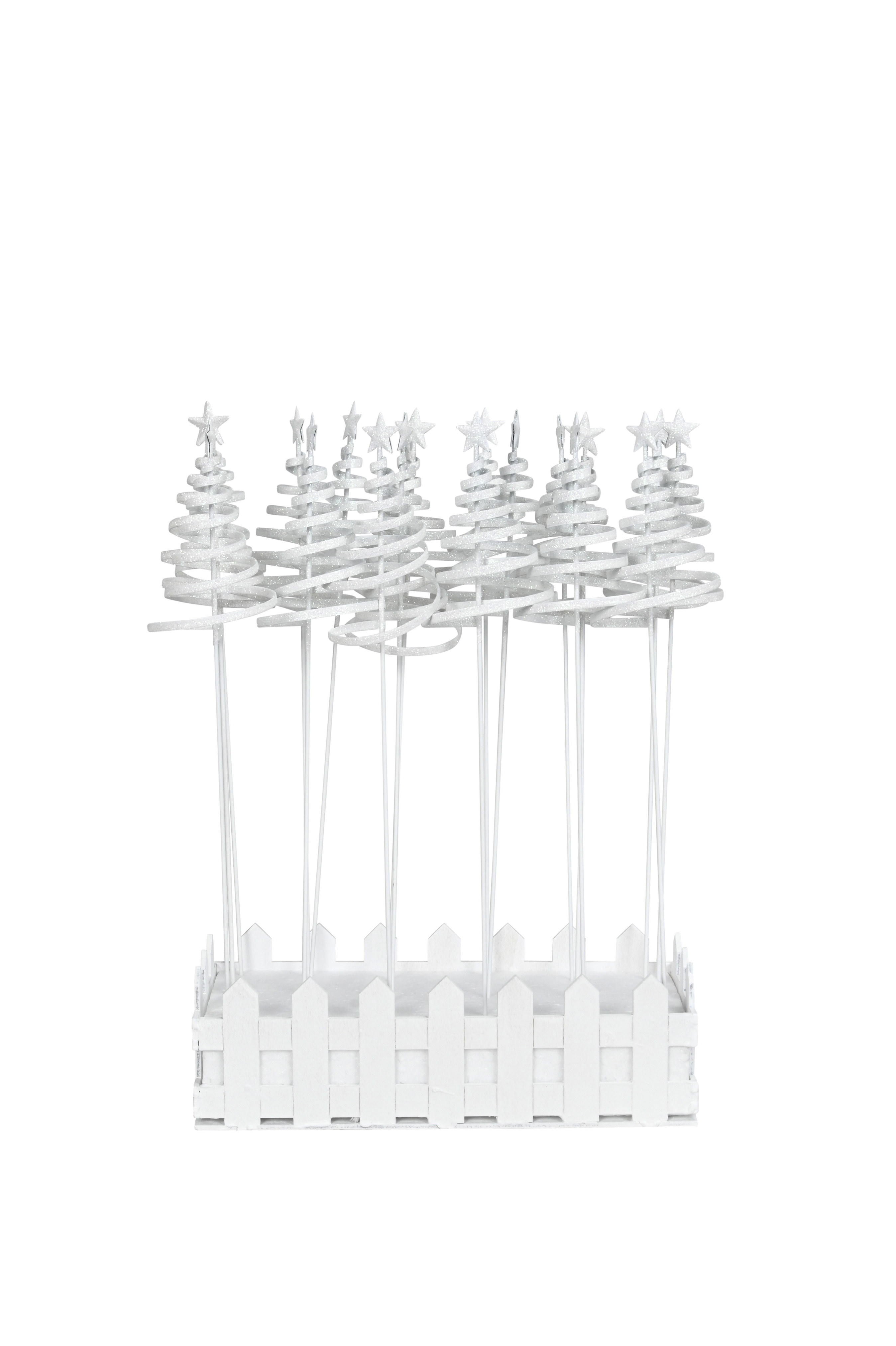 Stab Baum - weiß-glimmer, 30cm