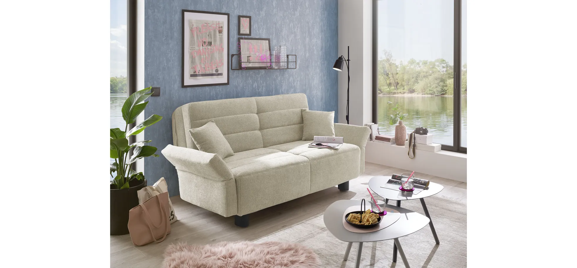 Faltsofa Easy - 2-Sitzer, ca. 140 cm inkl. Schlaffunktion/Topper/Armteil verstellbar, Stoff, Taupe Faltsofa Easy - 2-Sitzer, ca. 140 cm inkl. Schlaffunktion/Topper/Armteil verstellbar, Stoff, Taupe
