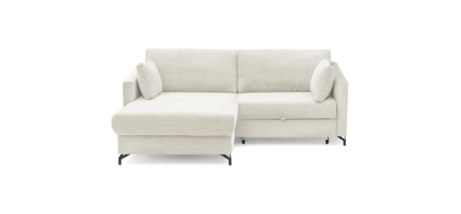 Ecksofa - 1,5-Sitzer, Ecke rechts inkl. Schlaffunktion und Bettkasten, Stoff, Beige