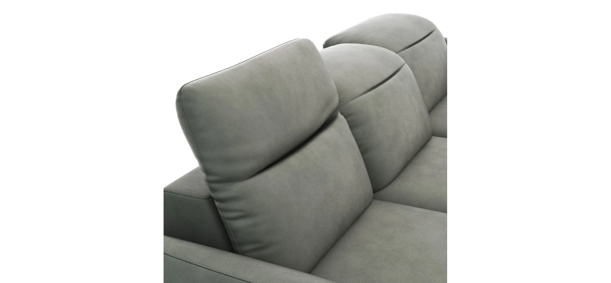 Ecksofa Rockport B - 2,5-Sitzer mit Longchair rechts inkl. Kopfteil/Sitztiefe/Armlehne verstellbar, Leder, Grau Ecksofa Rockport B - 2,5-Sitzer mit Longchair rechts inkl. Kopfteil/Sitztiefe/Armlehne verstellbar, Leder, Grau