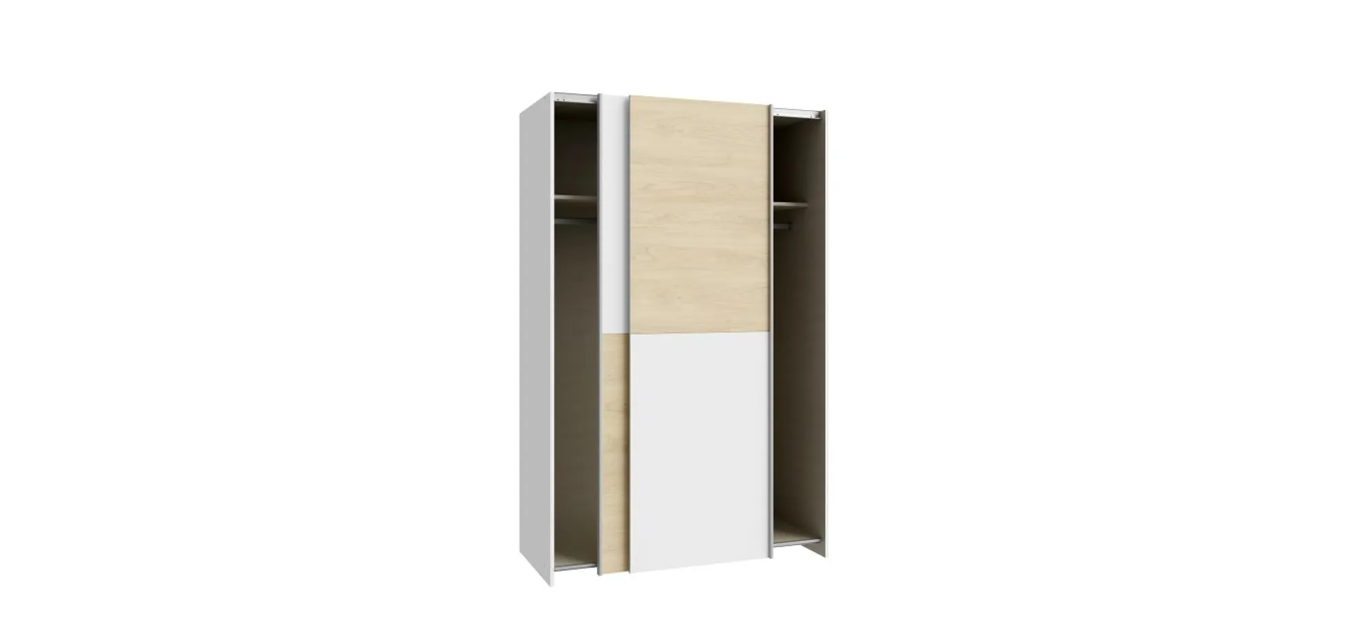 Schwebetürenschrank FREDDY- B ca. 120 cm, Weiß, Eiche Dekor