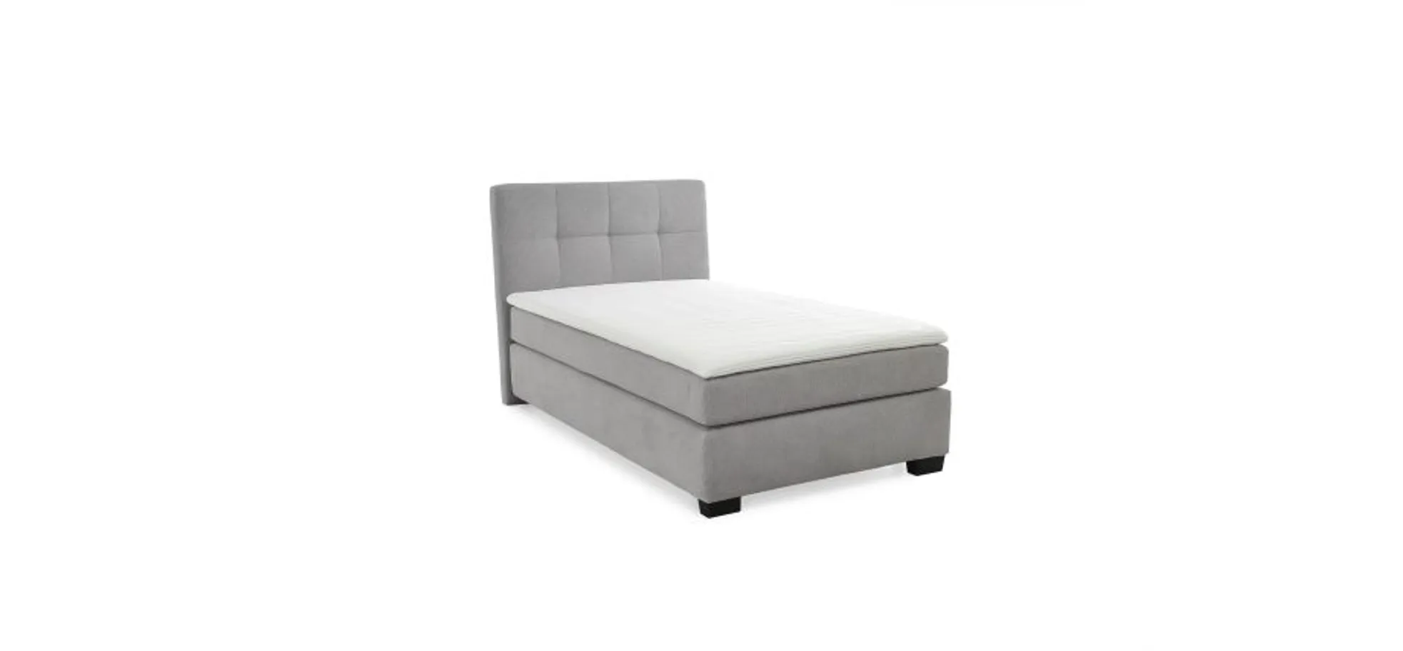 Boxspringbett JILA- Ligefläche ca. 120x200 cm, Stoff, Hellgrau