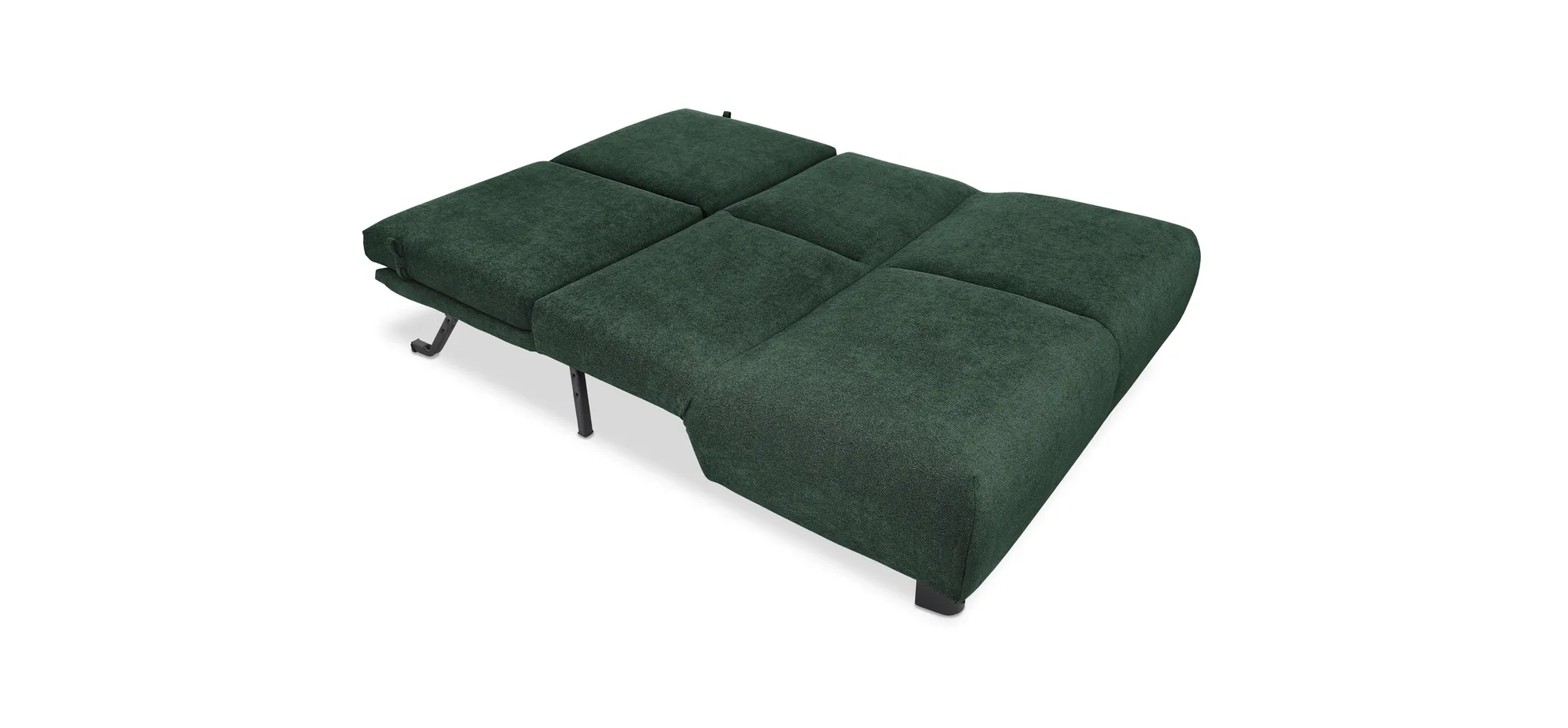  Faltsofa EBBY - 2-Sitzer ohne Armlehne, 140 cm inkl. Schlaffunktion, Stoff, Dunkelgrün