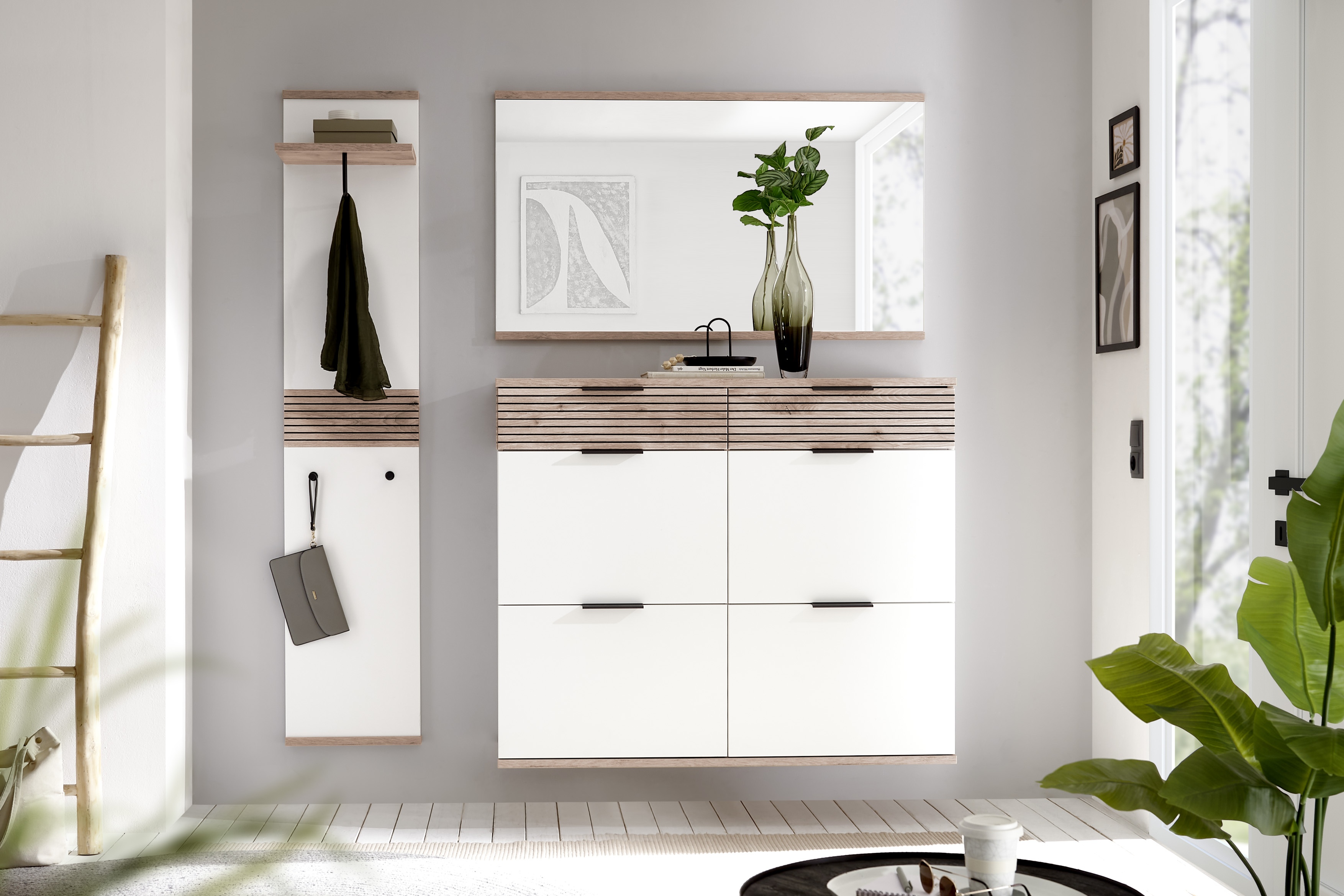 Garderobenkombination, Weiß, Eiche - LS25 Latarico