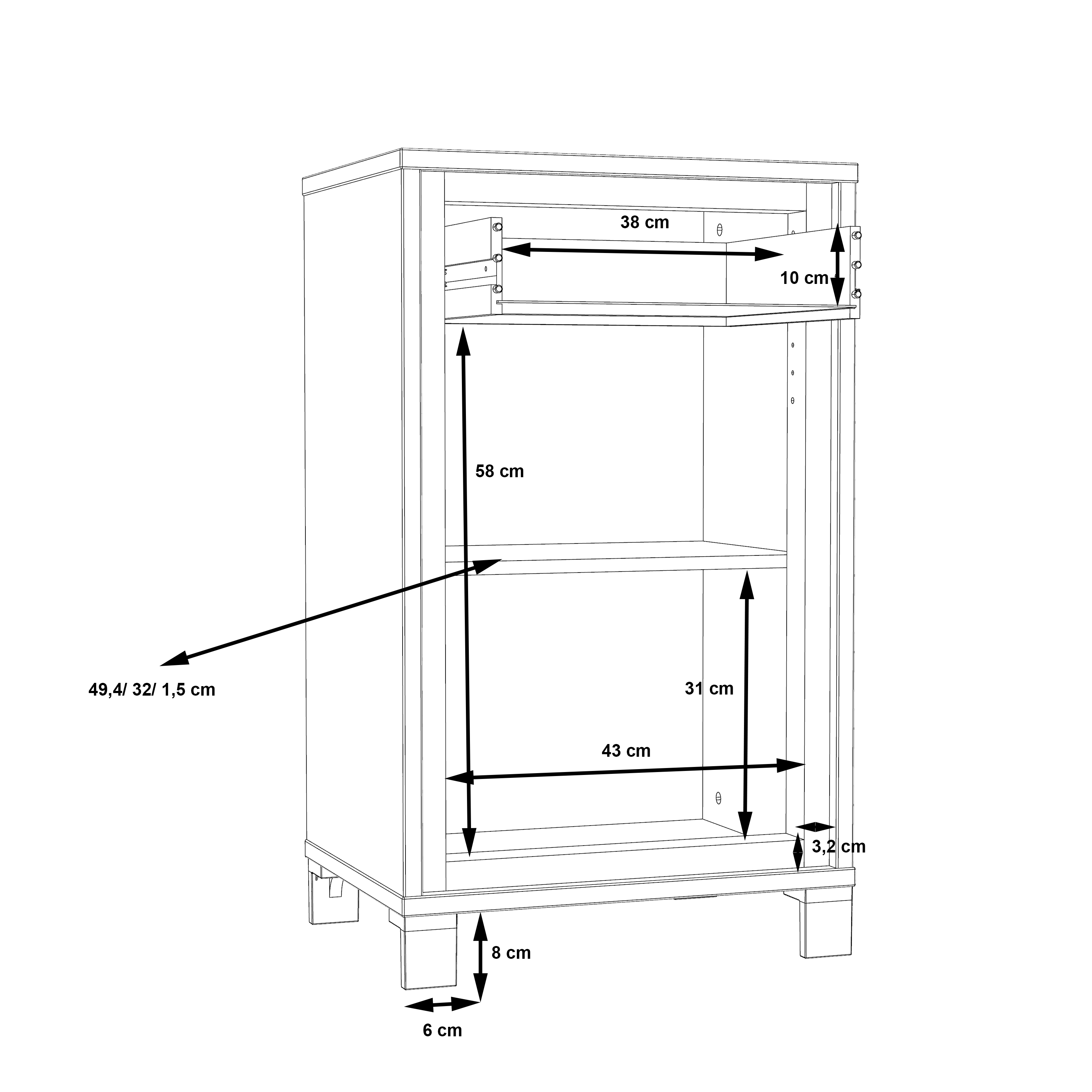 Schuhschrank, Artisan Eiche, schwarz - MyTogo557