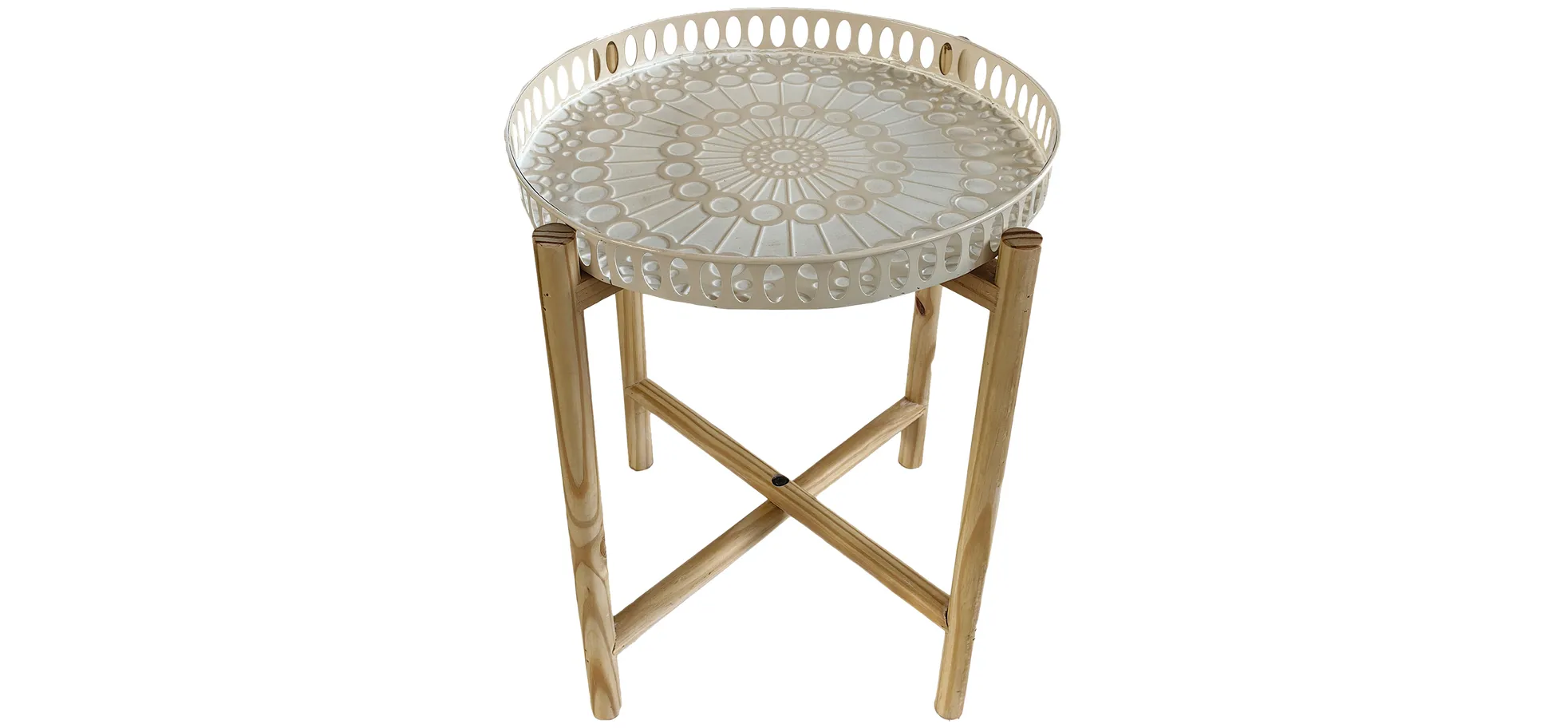 Deko-Beistelltisch - 2-tlg., Weiß/Creme/Natur, HD ca. 55x45 cm