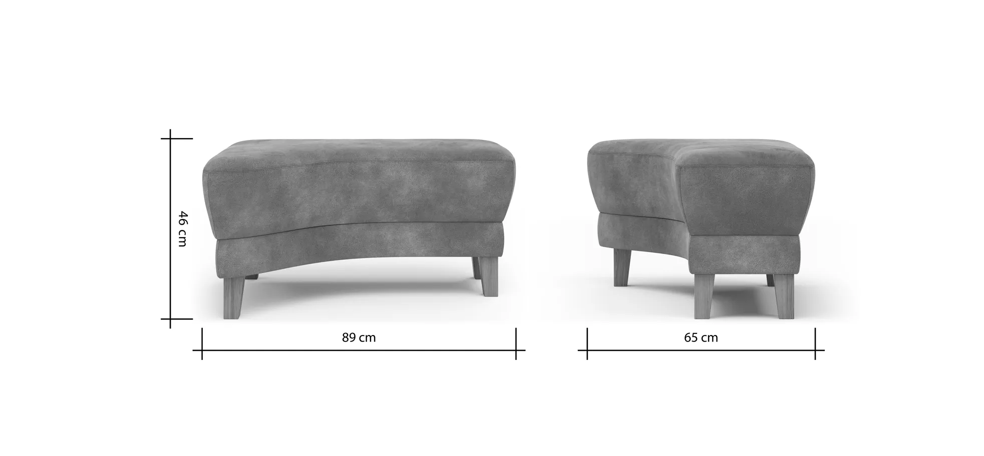 Hocker Stamford - gebogen, Links, LB ca. 89x65 cm, Stoff, Anthrazit