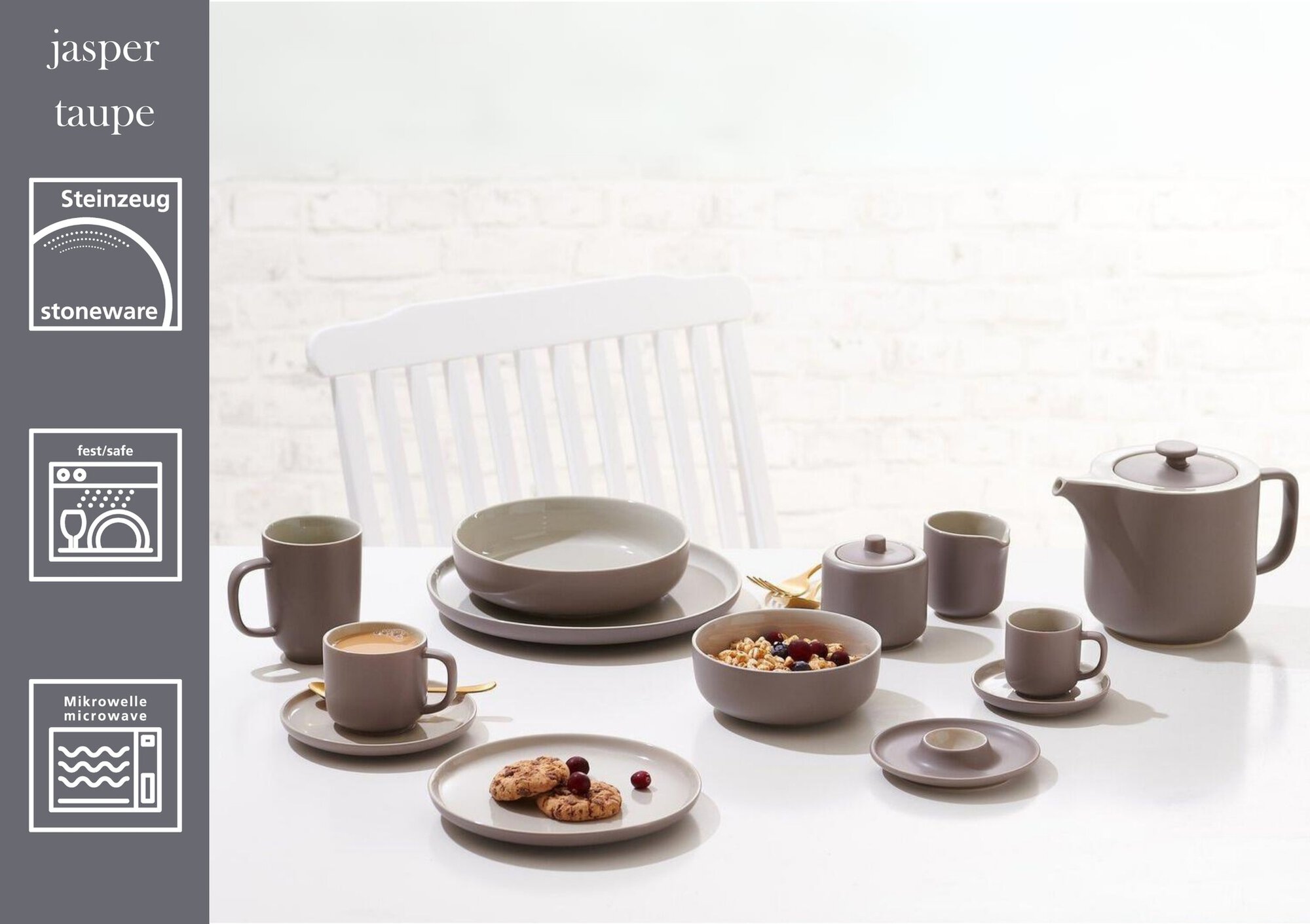 Dessertteller Jasper Taupe 19 cm - Steinzeug, spülmaschinenfest, rund, braun
