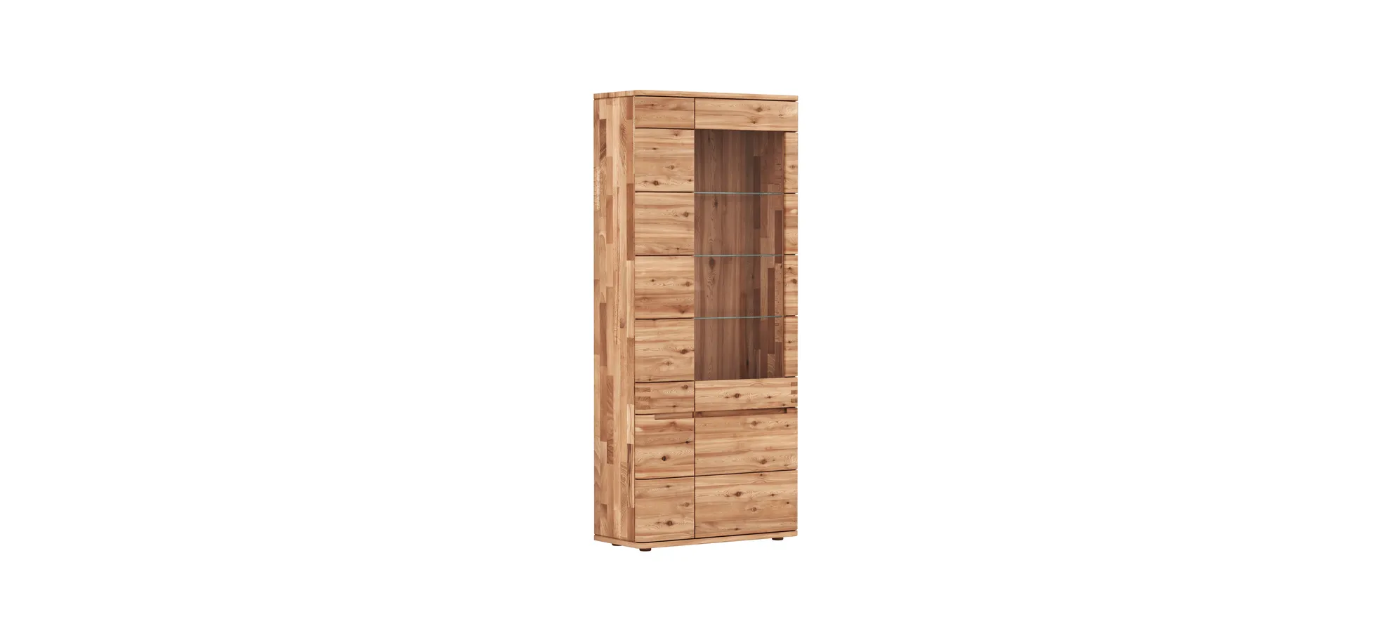 Vitrine Cartago Soft - Astbuche massiv, natur geölt