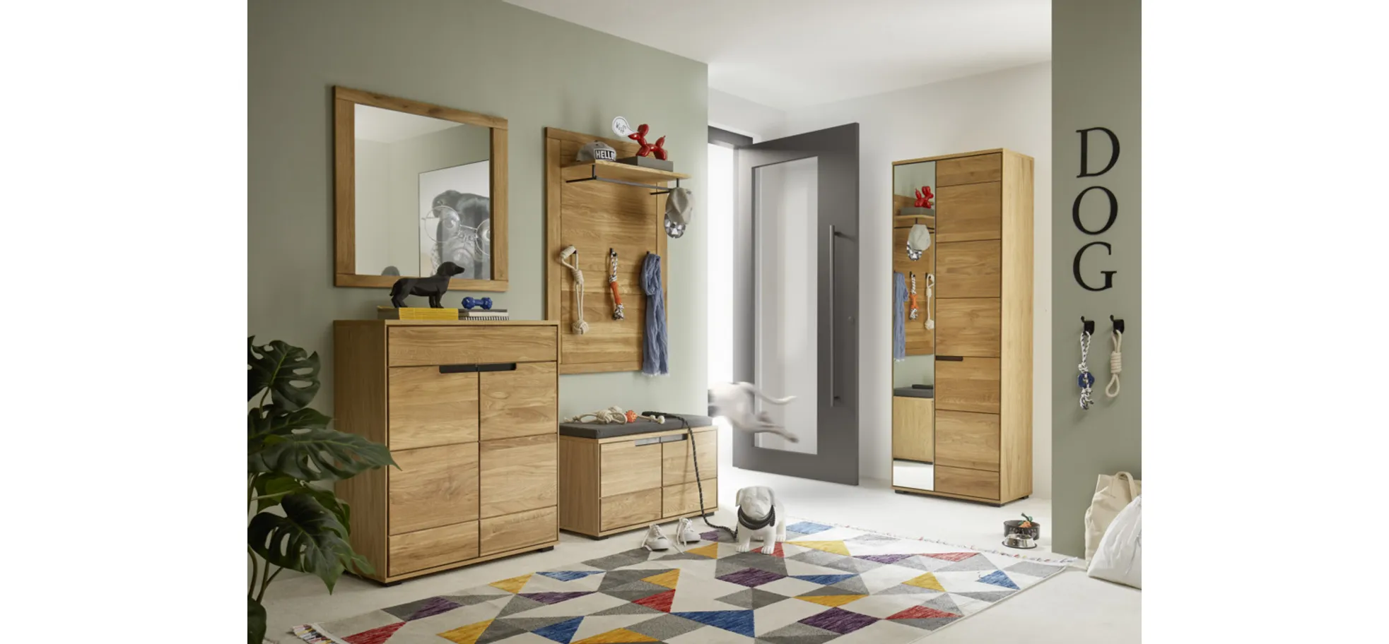 Garderobenpaneel, Eiche teilmassiv - Edma