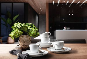 Kaffeeset Lido Black Line 12tlg. - weiß mit schwarzem Rand