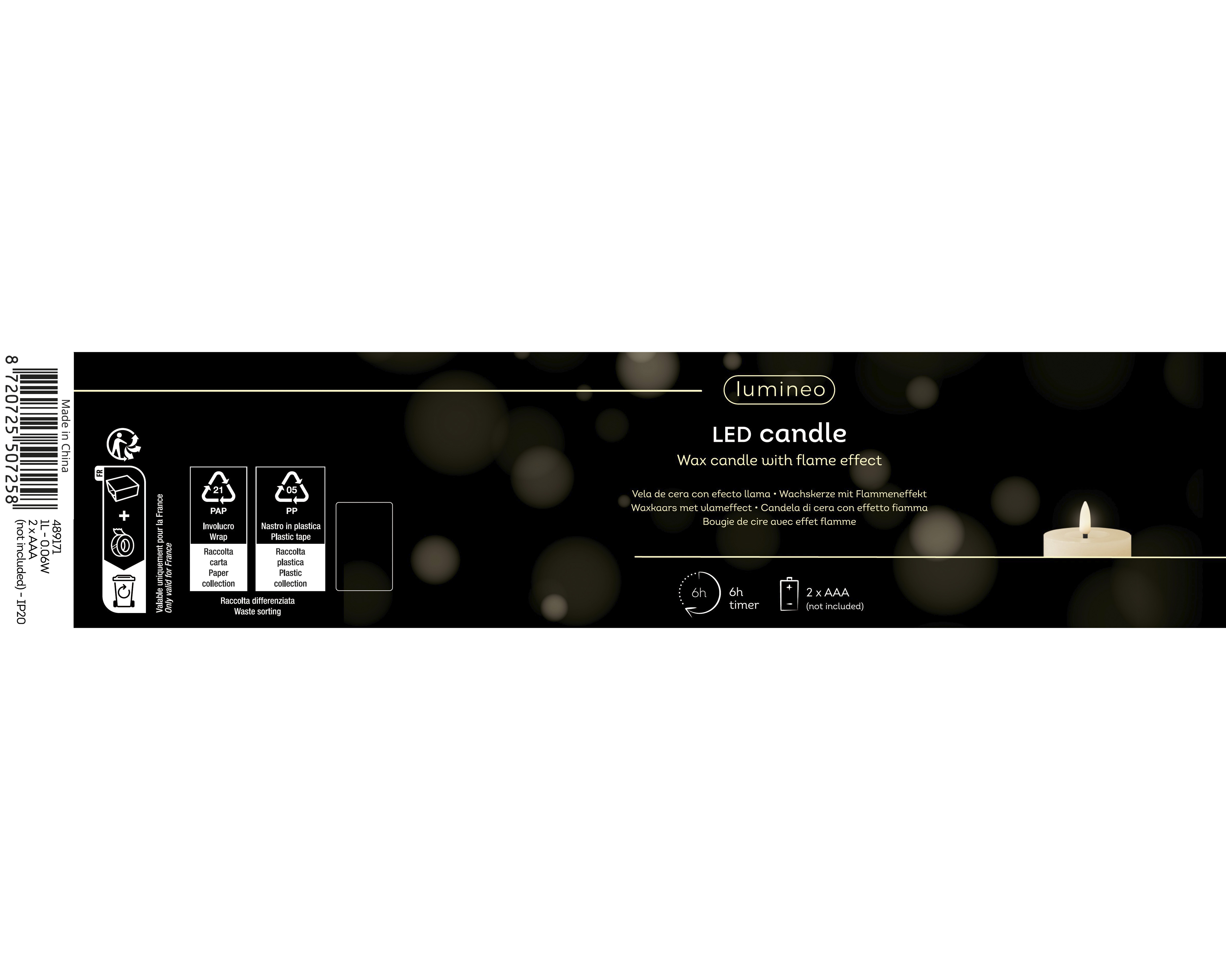 LED Kerze Wachs - grün, Ø7.00-H15.00cm-1L