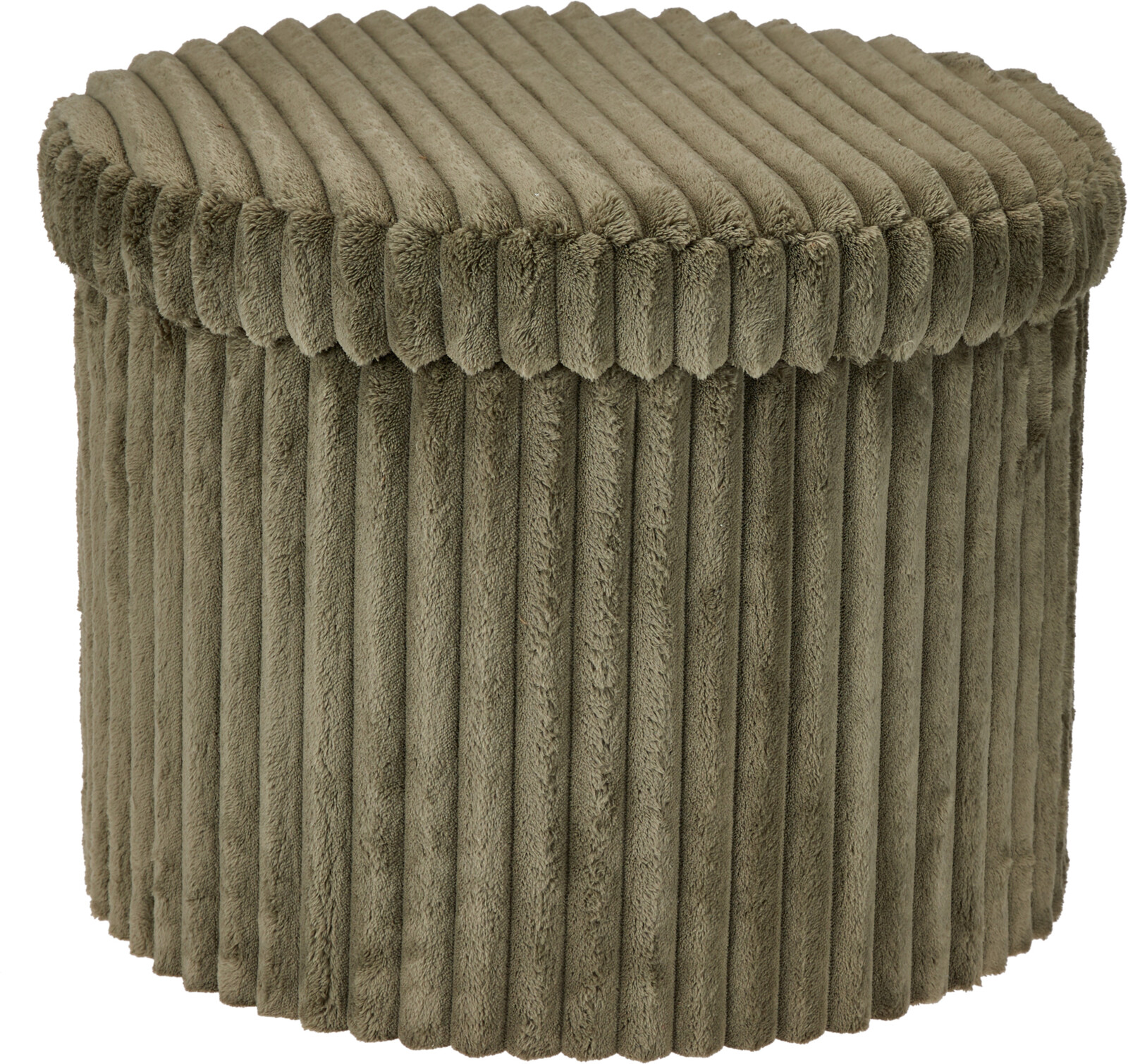 Hocker mit Aufbewahrungsraum, Cordoptik - grün, ca. Ø 52cm,  Höhe ca. 38,5cm
