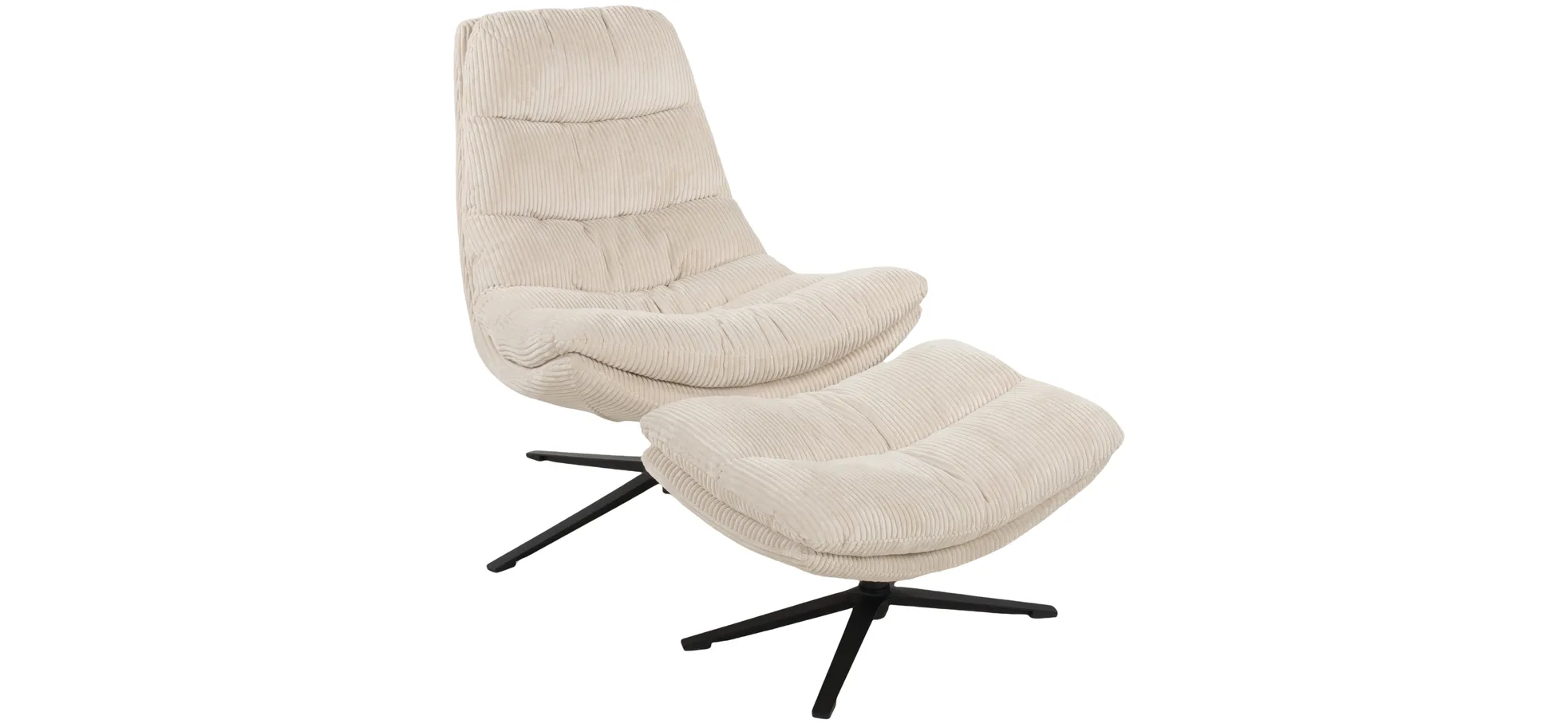 Relaxsessel mit Hocker, Cord beige - Duane