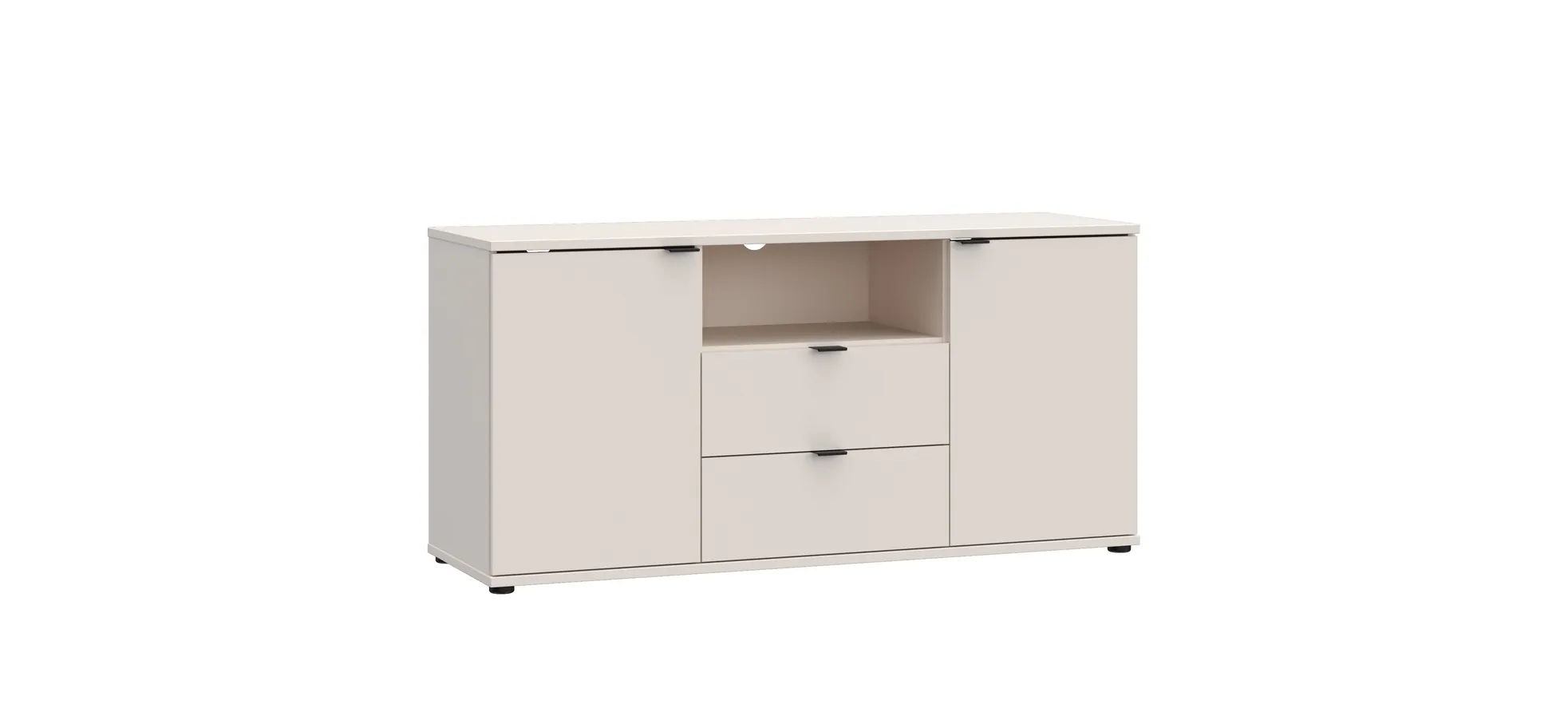 TV-Unterschrank, Sand, 2 Türen, 2 Schübe - Finella