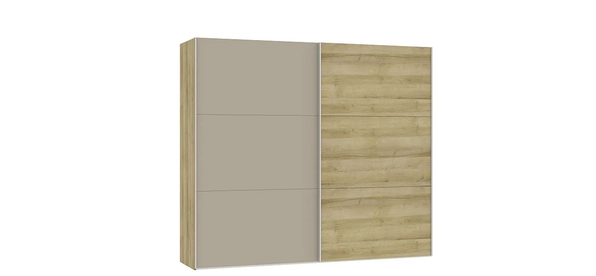 Schwebetürenschrank JOIN IT- B ca. 252 cm., Eiche Dekor, Glas, Braun, Matt