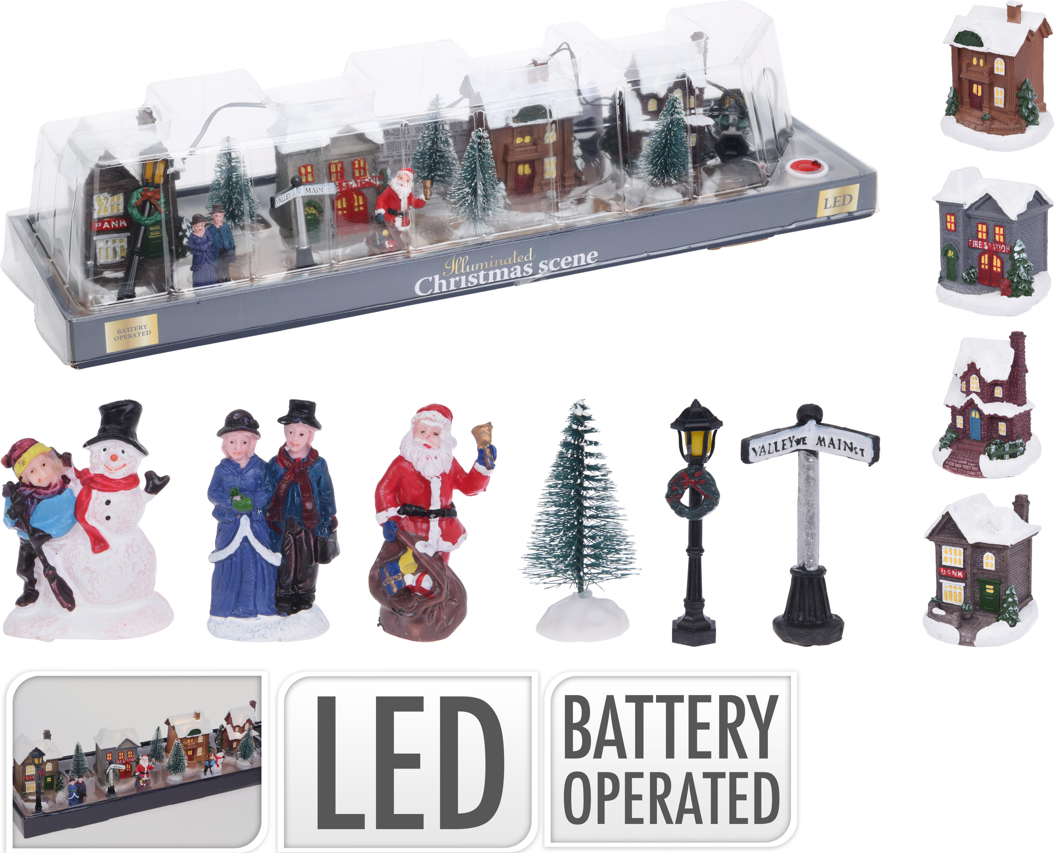 LED Dorf, 14-teilig - Batteriebetrieb (ohne Batt.)