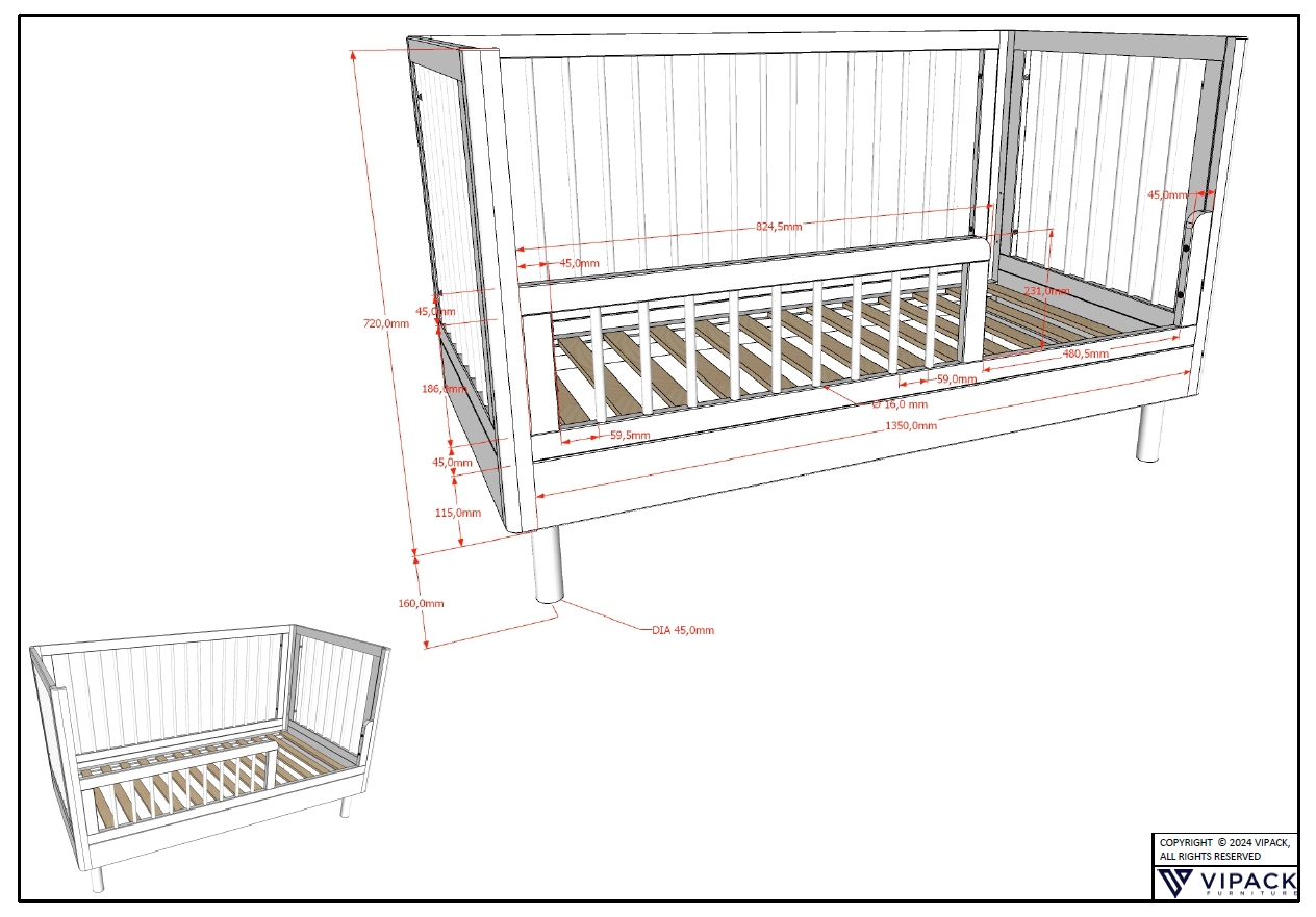 Babybett 70x140 - Forrest Oak