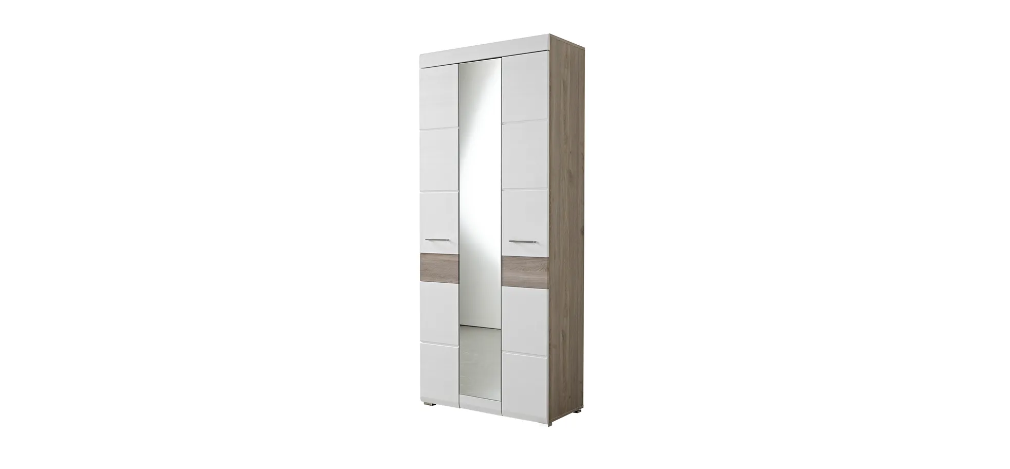 Garderobenschrank - B ca. 84 cm, Silbereiche Nachbildung, Weiß