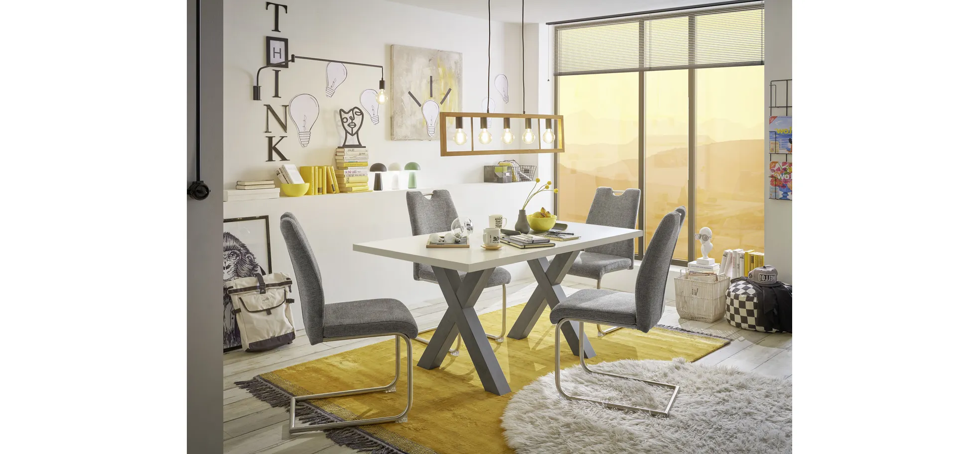 Schwingstuhl, Stoff grau, mit Griff - MERVE