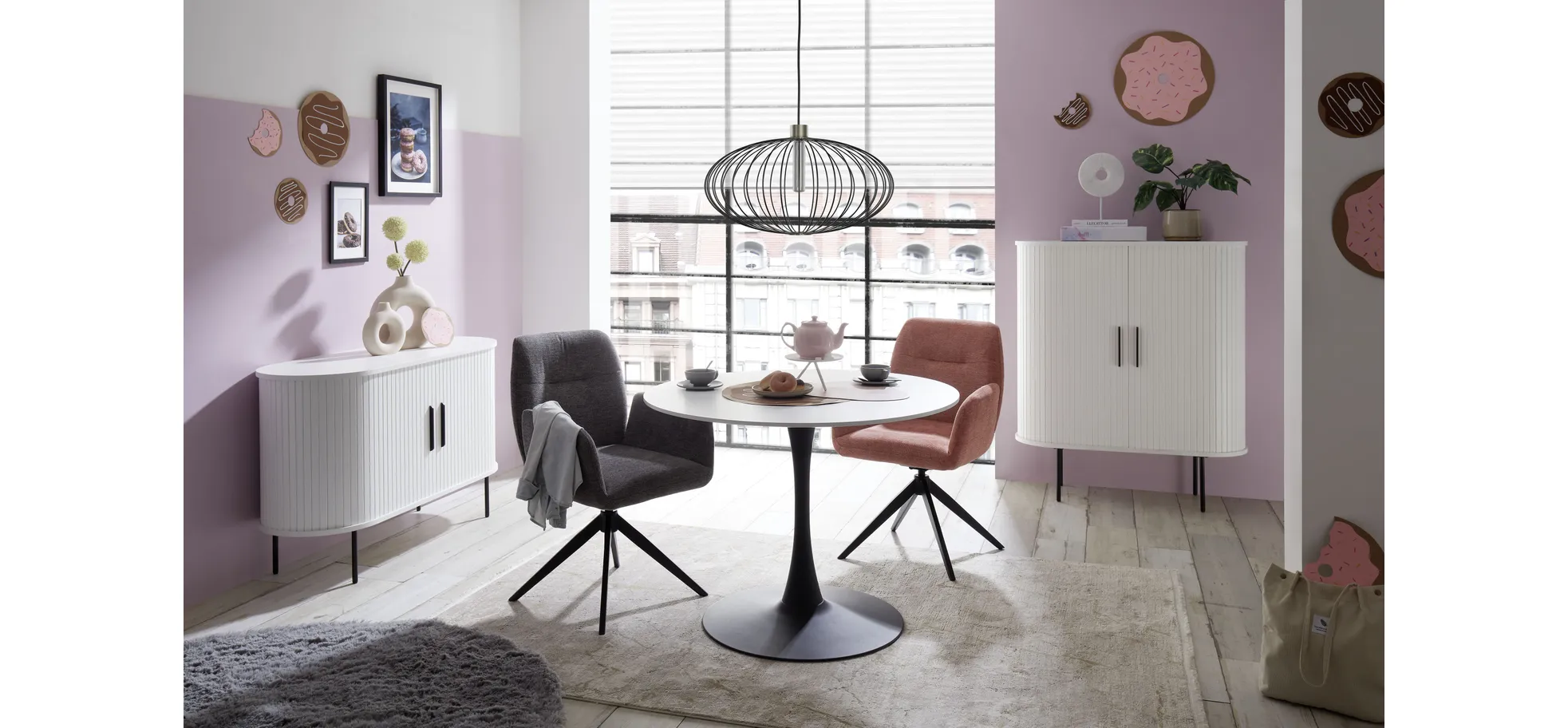 Esstisch, rund, 100 cm, Weiß - Unnea