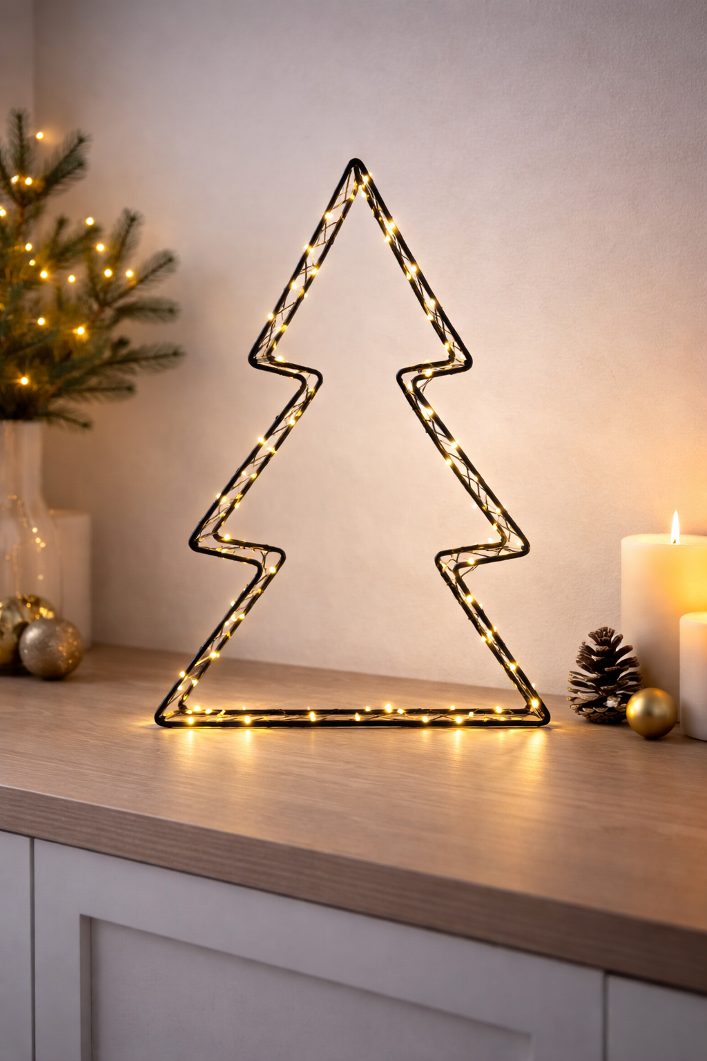 LED-Deko Tanne 37x28x7 cm, 160 LED - mit Twinkle-Effekt