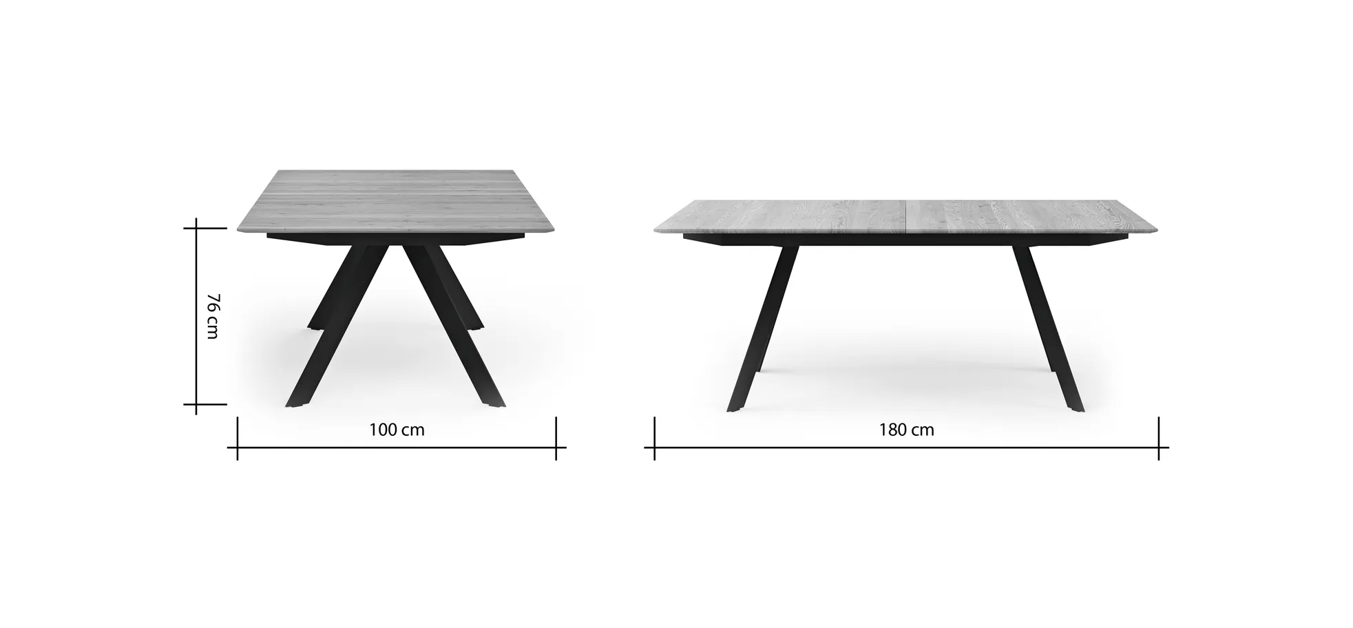 Esstisch Dinner - ausziehbar, LB ca. 180x100 cm, Eiche massiv