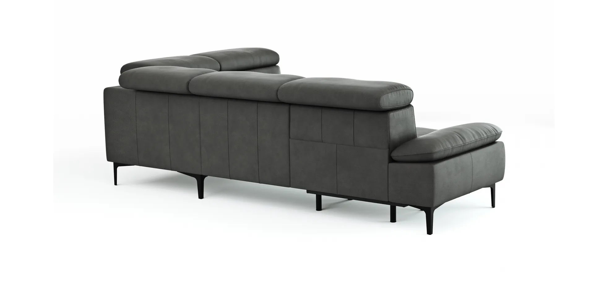 Ecksofa Felipa - 2,5-Sitzer mit Ecke rechts inkl. Armlehne verstellbar und Rückenlehne/Sitztiefe verstellbar (motorisch), Leder, Grau