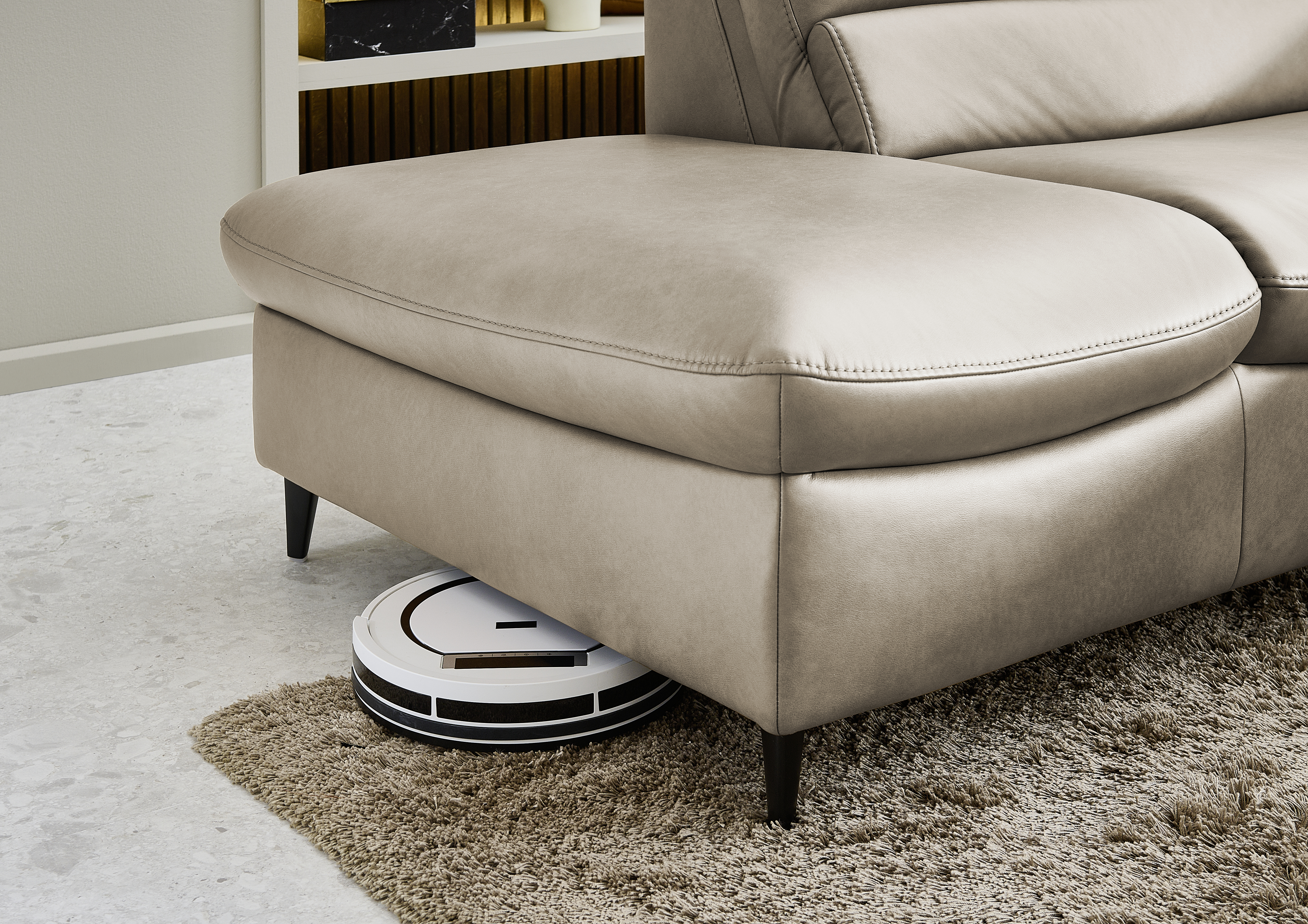 Ecksofa, Leder gravel - LS26 Crata