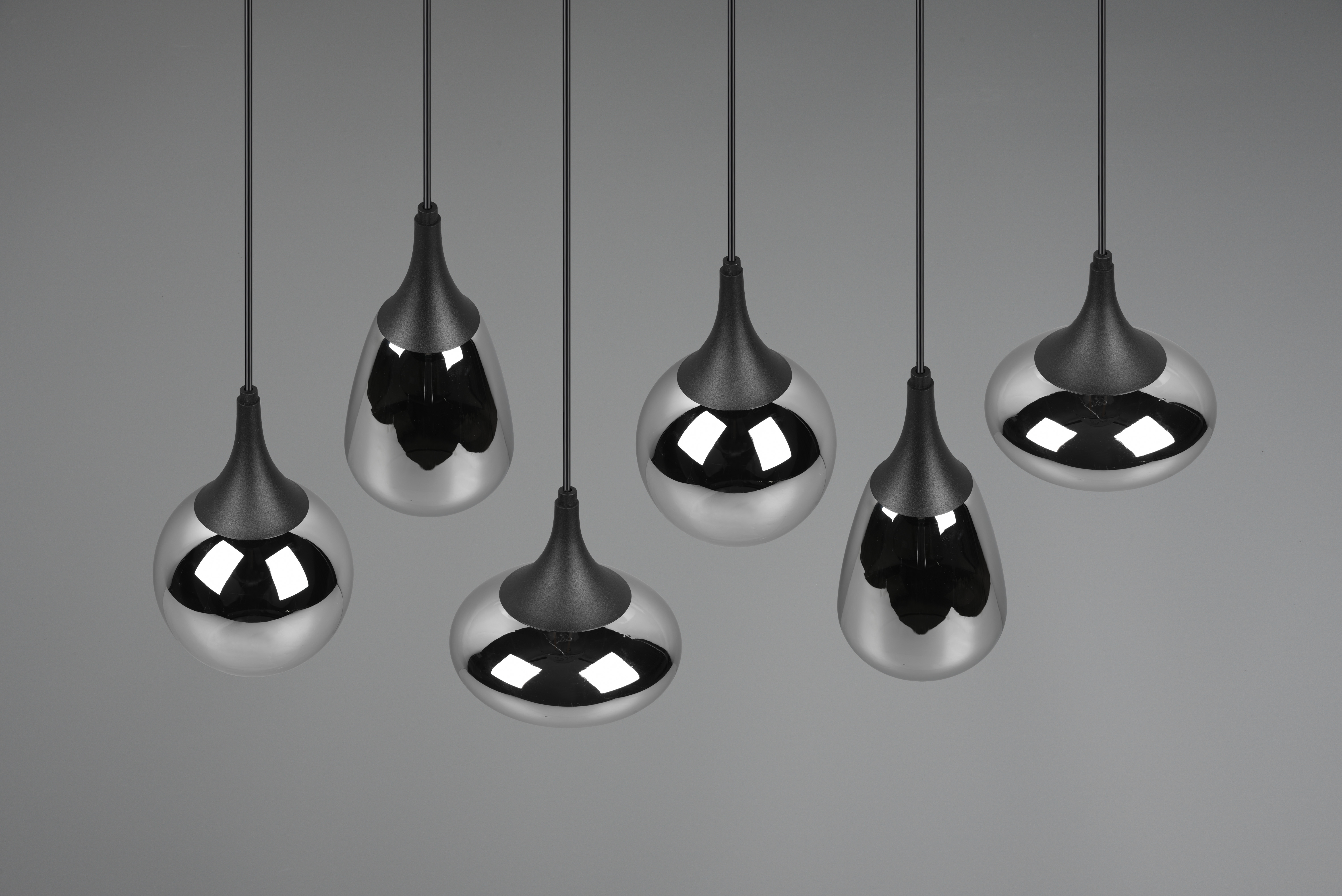 Pendelleuchte Lumina - 6flg., Metall/schwarz matt,93x8xHöhe max: 150 cm