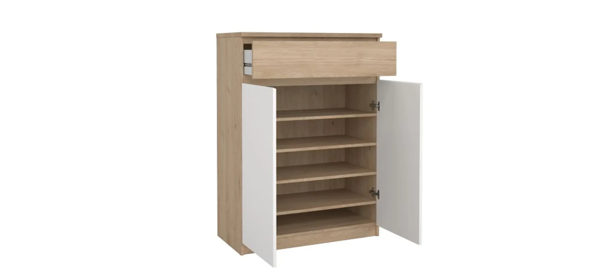Schuhschrank - B ca. 81 cm, Jackson Hickory Nachbildung, Weiß