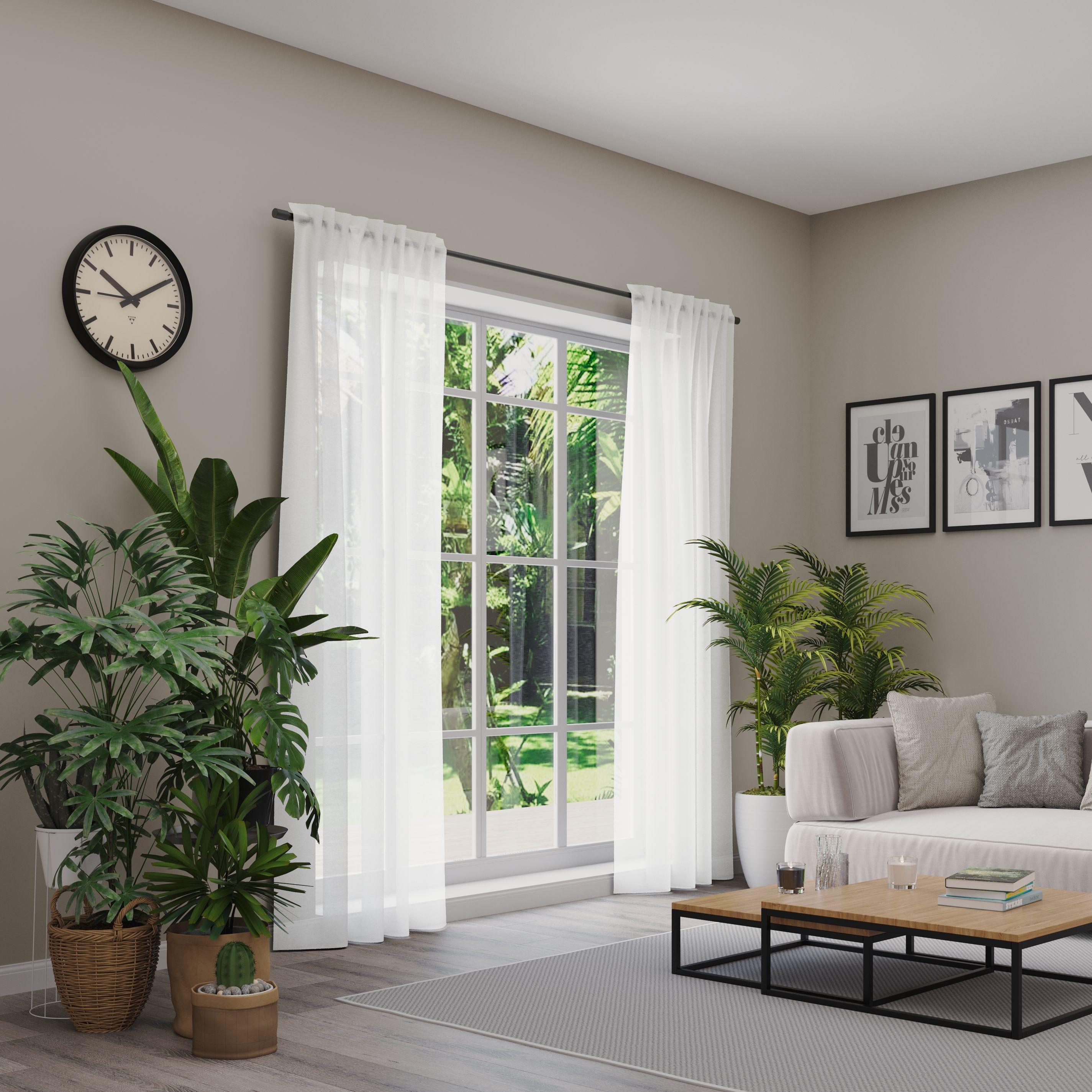 Schlaufenschal Kos, 142x245cm - 100% polyester, transparent uni, wollweiß