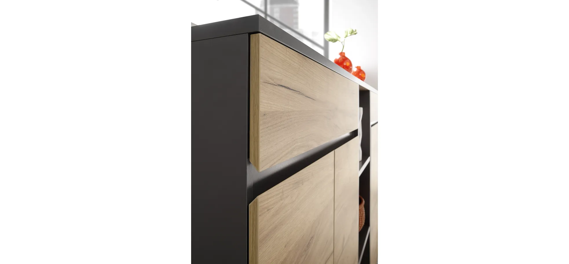 Aktenschrank GRIFFIN - B ca. 80 cm, Graphit, Eiche Nachbildung Aktenschrank GRIFFIN - B ca. 80 cm, Graphit, Eiche Nachbildung