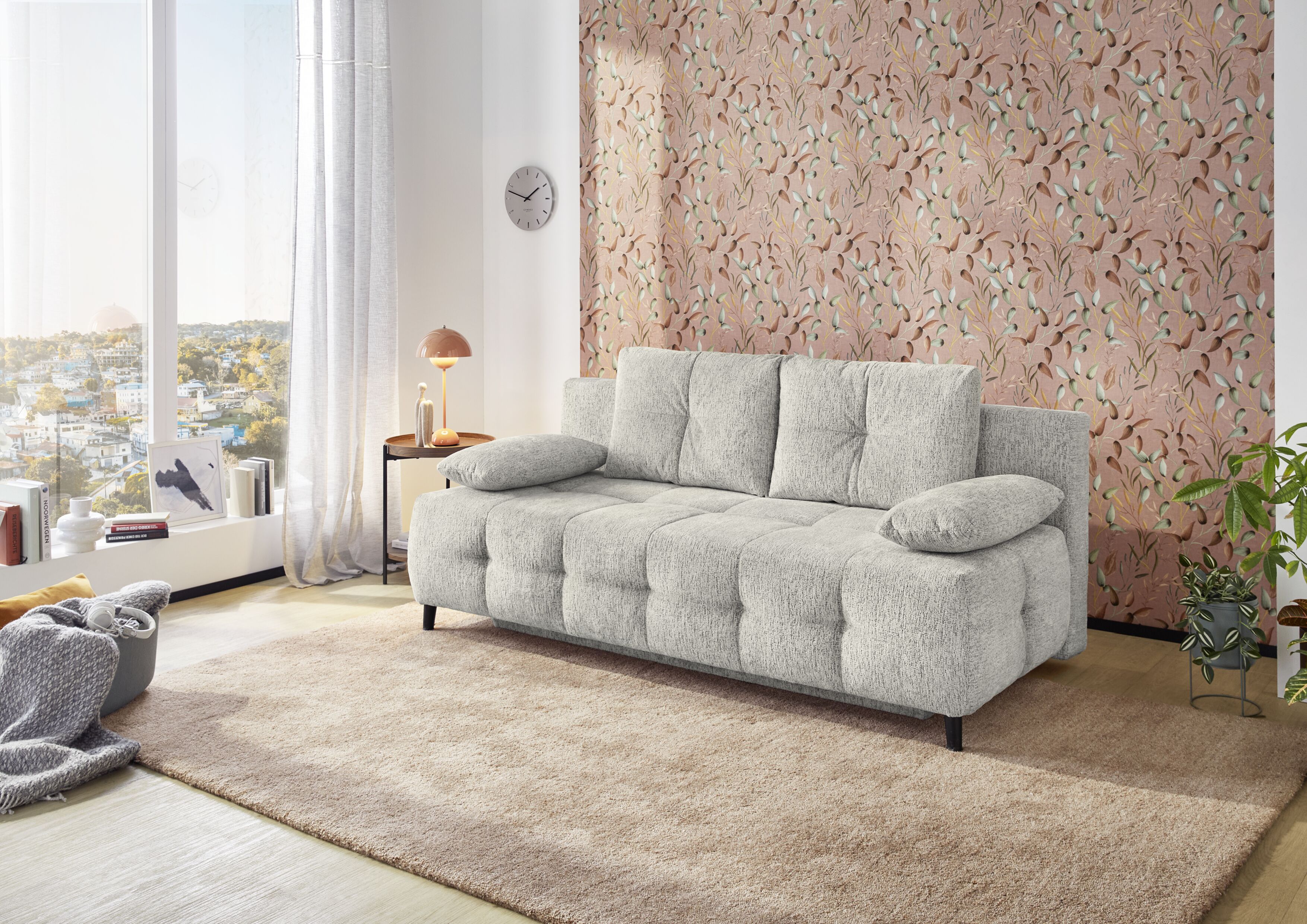 Funktionssofa, Stoff hellgrau, Federkern - MyStyle 2194