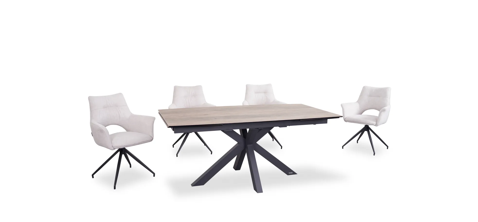 Vierfußstuhl mit Armlehnen, beige, drehbar - Maleen