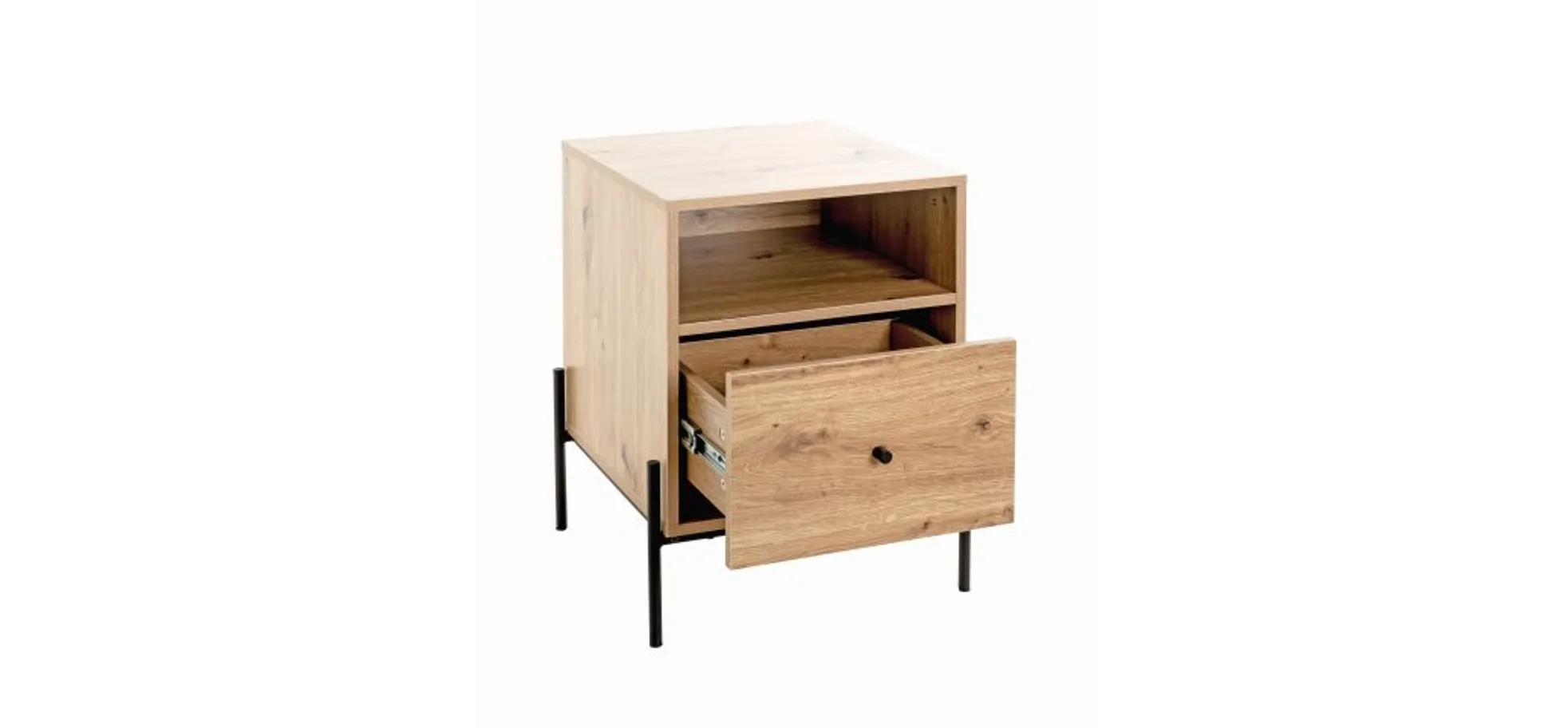 Konsolentisch - B/H/T ca. 45x60x47 cm, Eiche Nachbildung, Schwarz