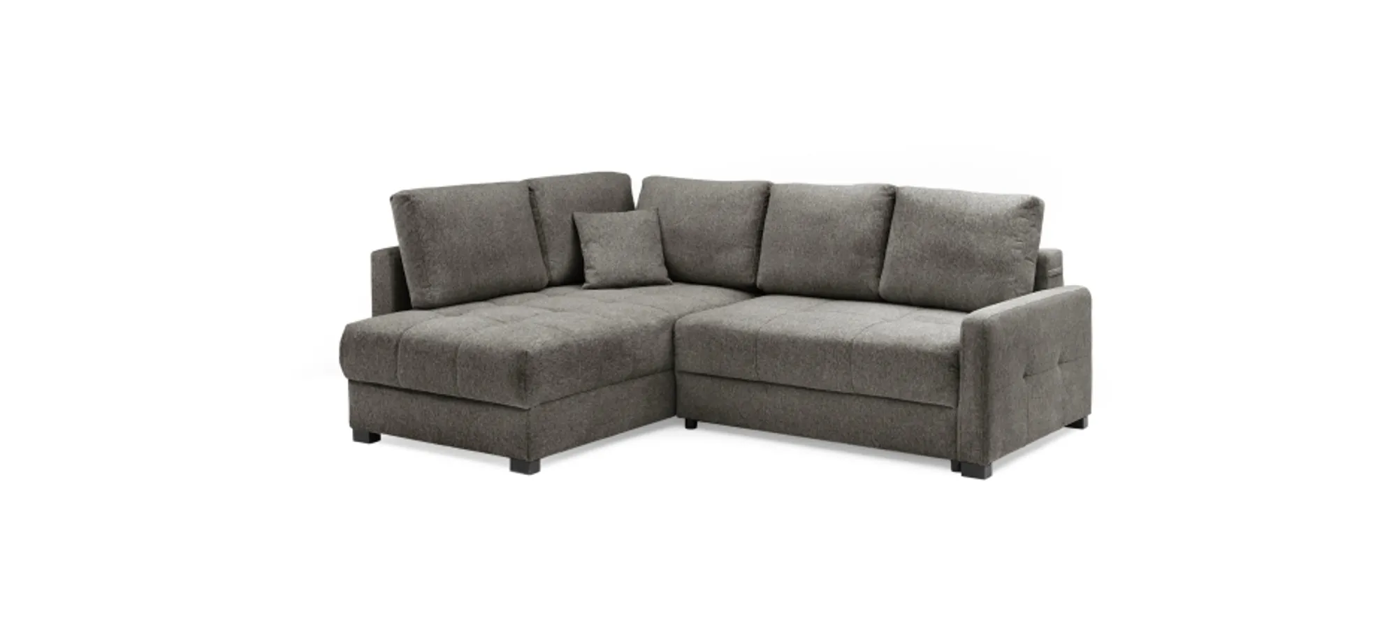 Ecksofa EDWIN - 2-Sitzer, Ecke rechts inkl. Schlaffunktion und Bettkasten, Stoff, Braun
