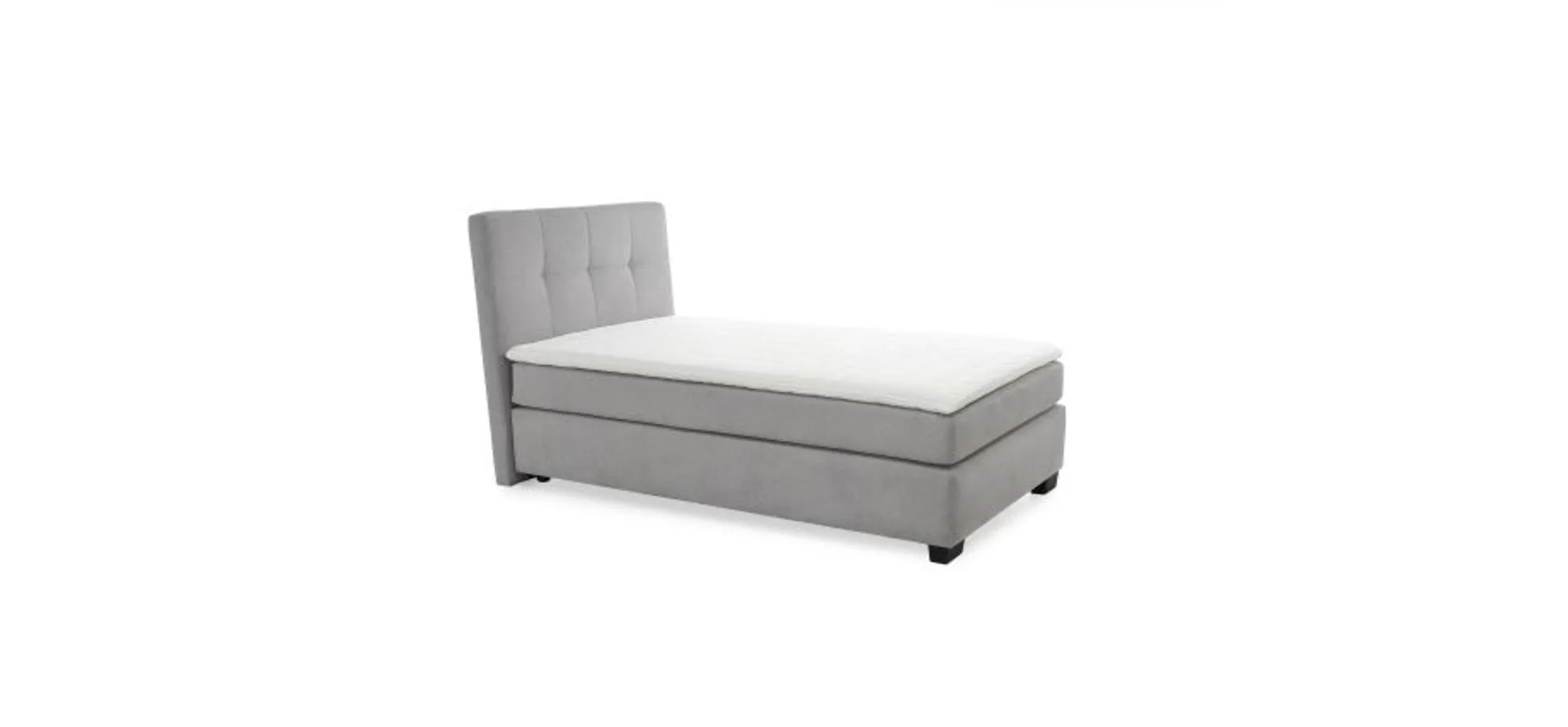 Boxspringbett JILA- Ligefläche ca. 120x200 cm, Stoff, Hellgrau