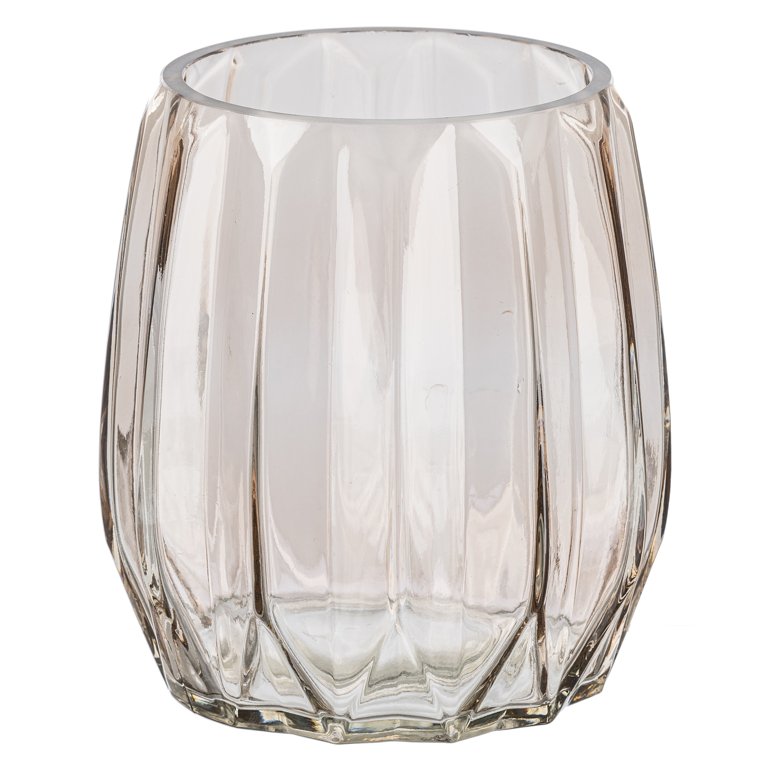Vase - Glas Vase gerillt bauchig PRAG, 12x12cm, Macchiato