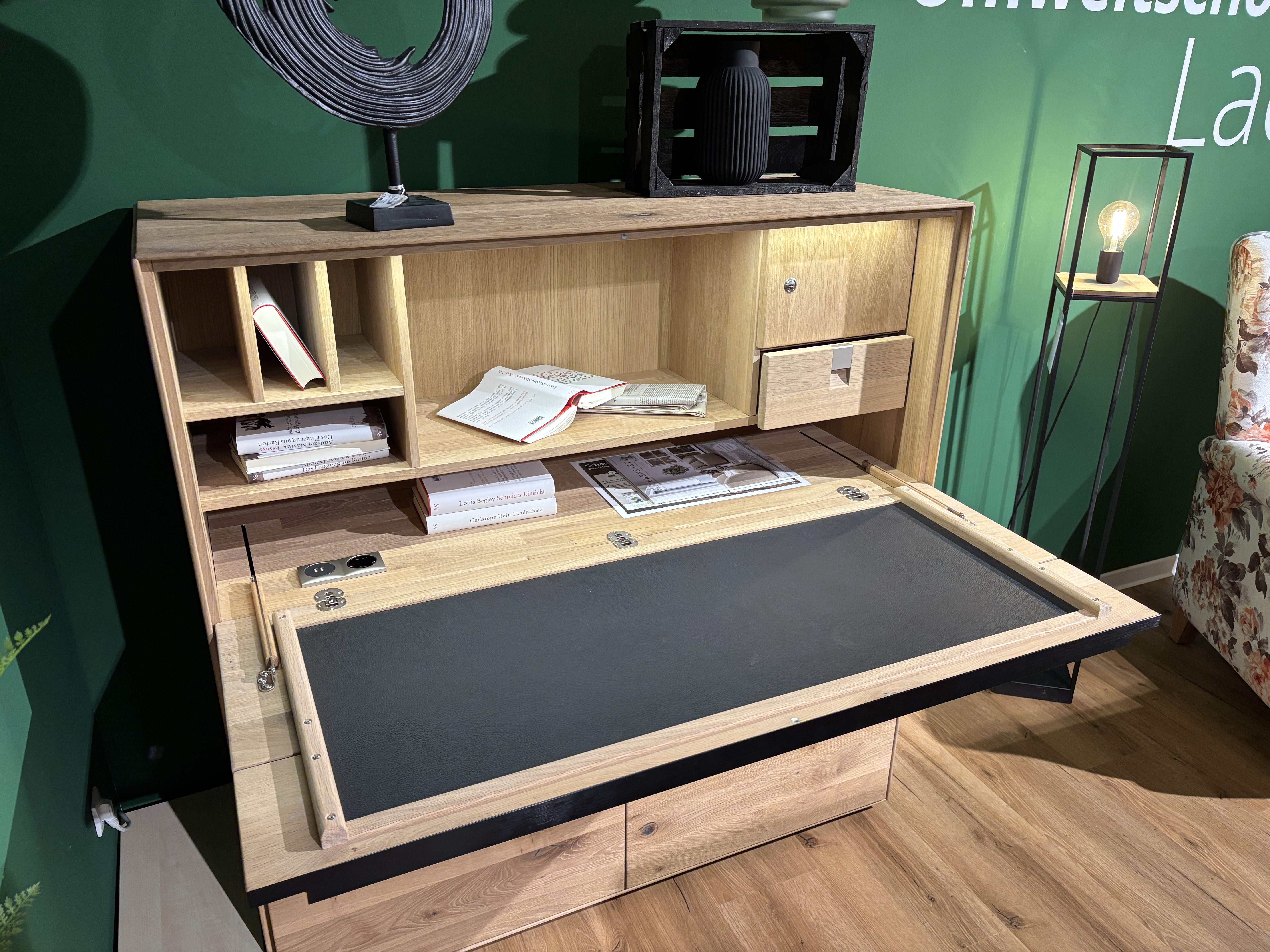 Highboard mit Sekretär, Asteiche massiv - LS 663016
