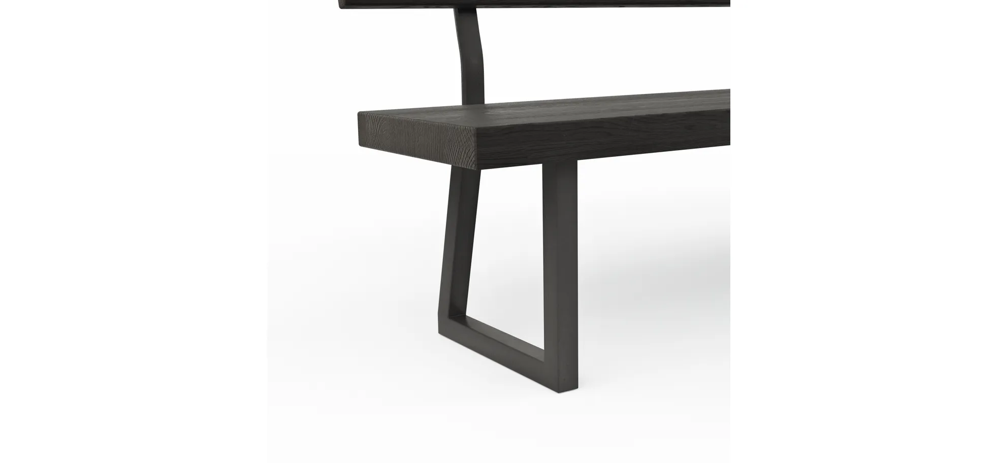 Holzbank Clifton - mit Rückenlehne, Breite ca. 220 cm, Zerreiche massiv, smoked