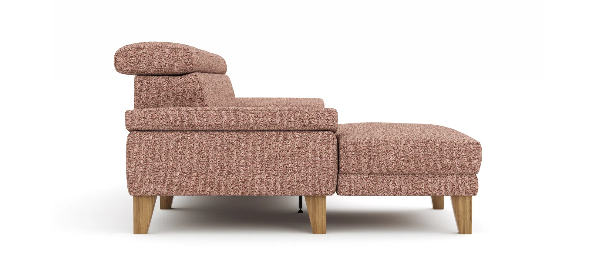Ecksofa Hudson - Longchair links mit 2,5-Sitzer, inkl. Kopfteil/Armlehne verstellbar und Relaxfunktion (motorisch), Stoff, Kupfer