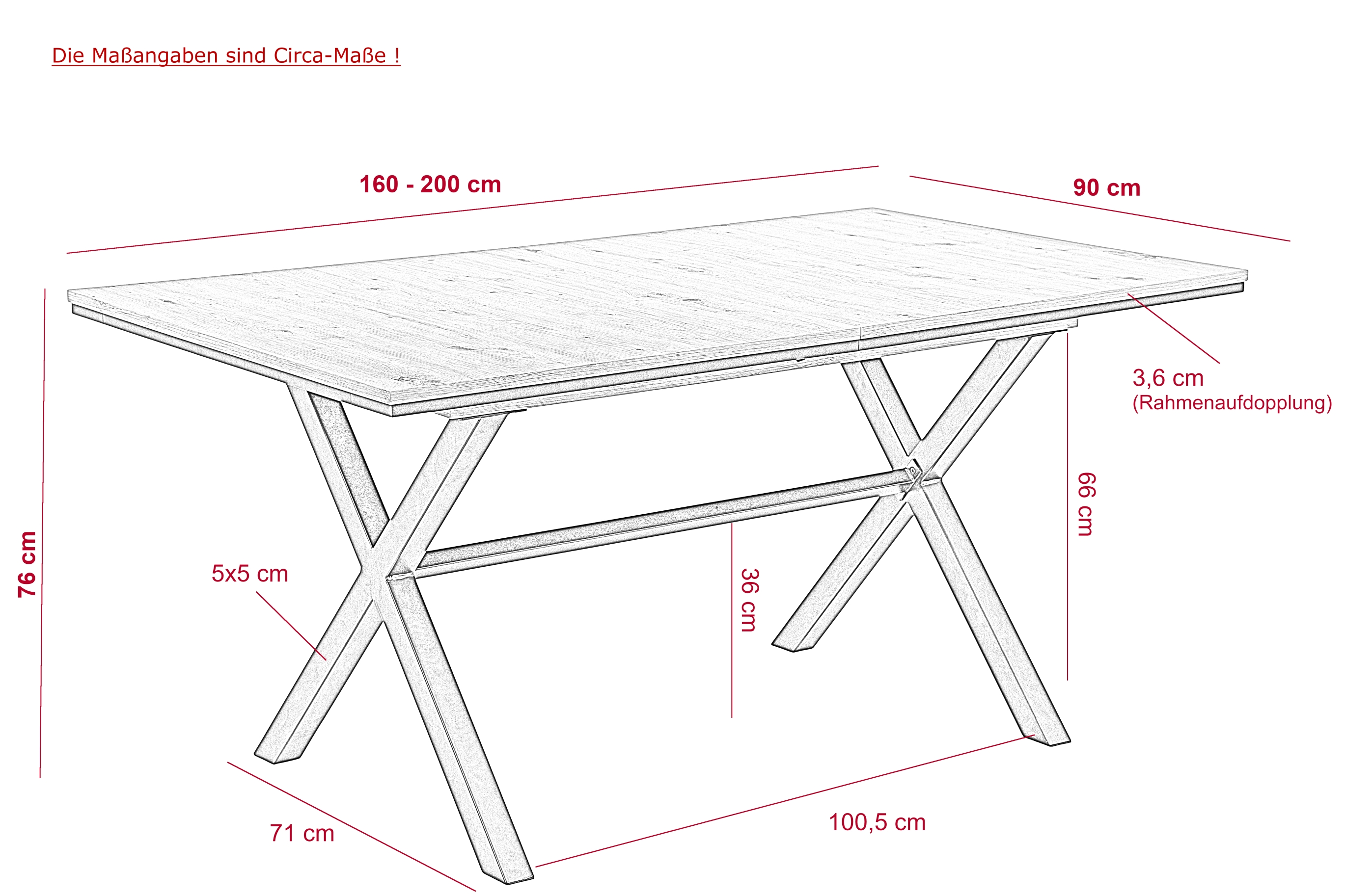Esstisch, Tischplatte artisan Eiche - MyTrend357