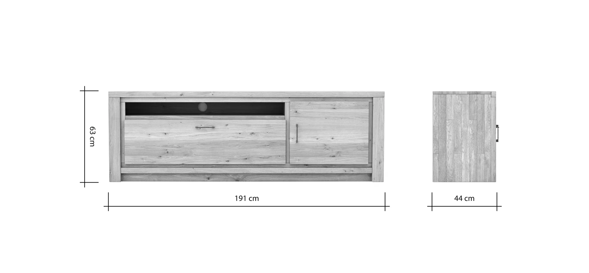 Lowboard Farmingdale - Eiche massiv, legno