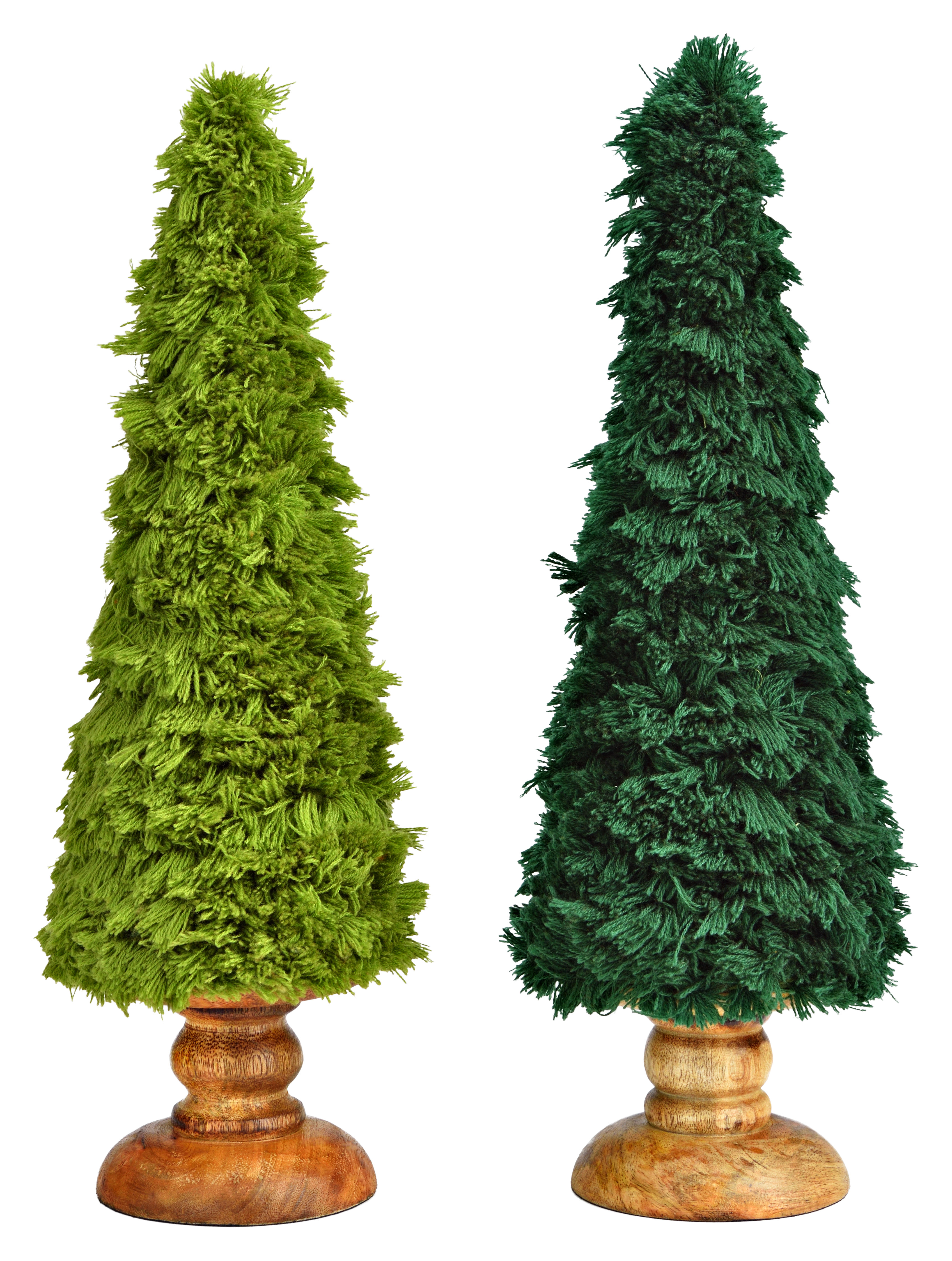 Tannenbaum, 2-fach - Mangoholz/Textil, Grün, 11x40x11cm