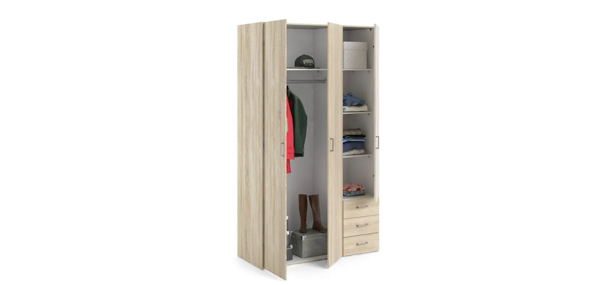 Drehtürenschrank- B ca. 116 cm, Eiche Dekor