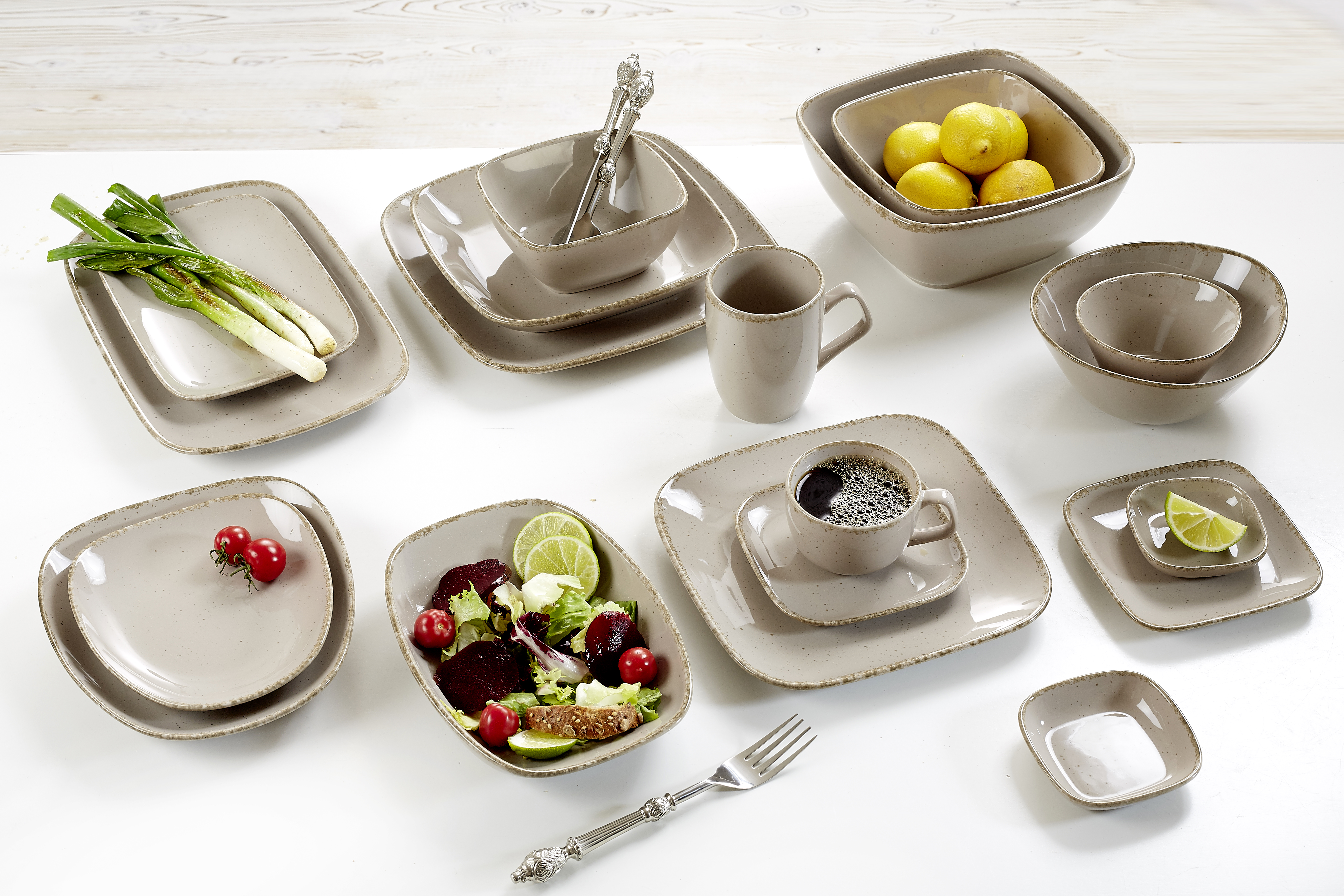 Schale Casa Grau 14 x 14 cm - Porzellan, spülmaschinenfest, quadratisch, grau