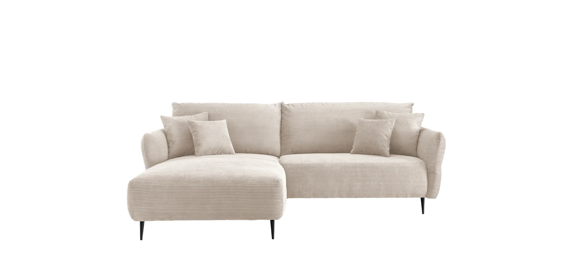 Ecksofa - 2-Sitzer, Ecke rechts inkl. 2 verstellbar Armlehnen, Stoff, Beige
