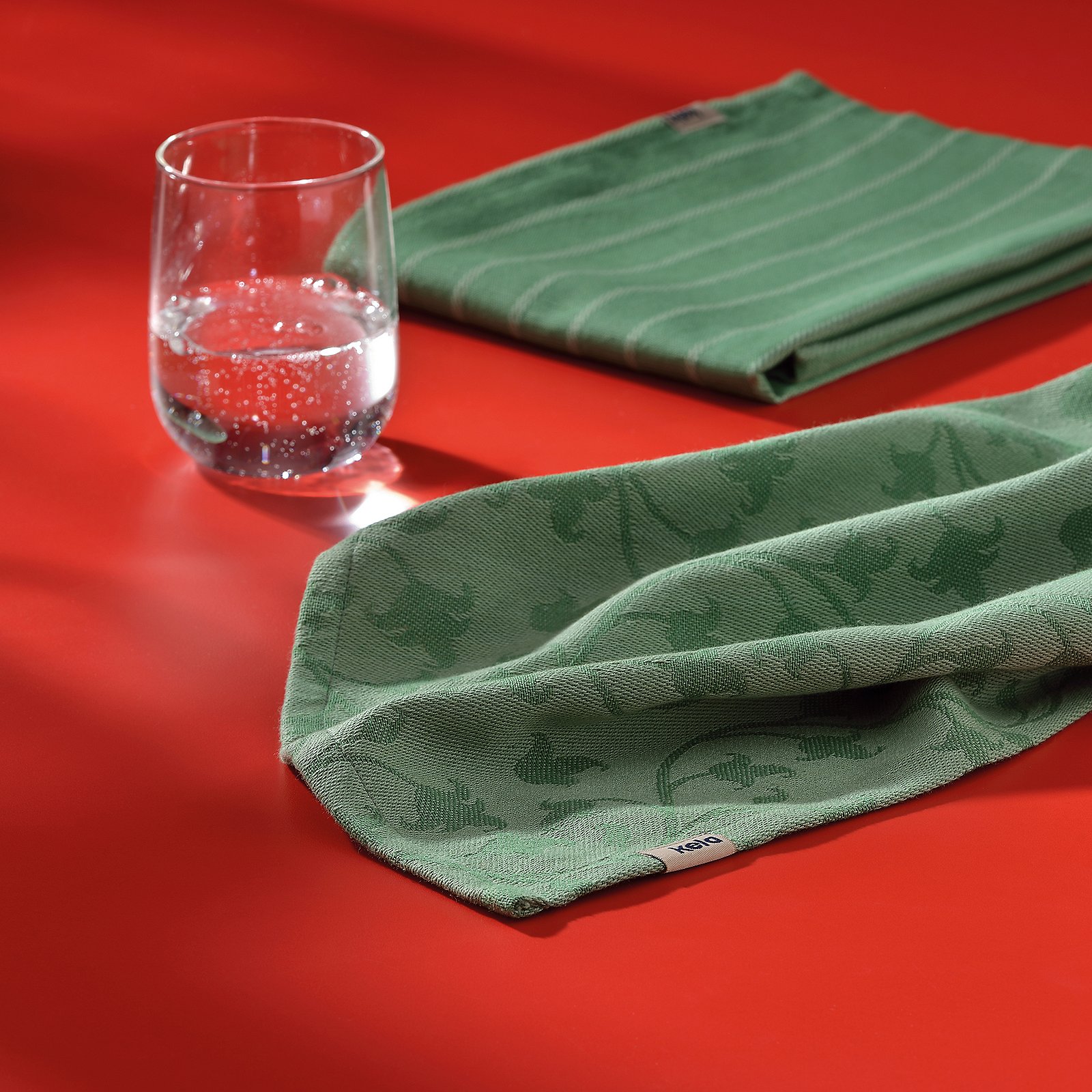 Geschirrtuch Cora 50x70 cm - 100%Baumwolle hellgrün/grün Streifen